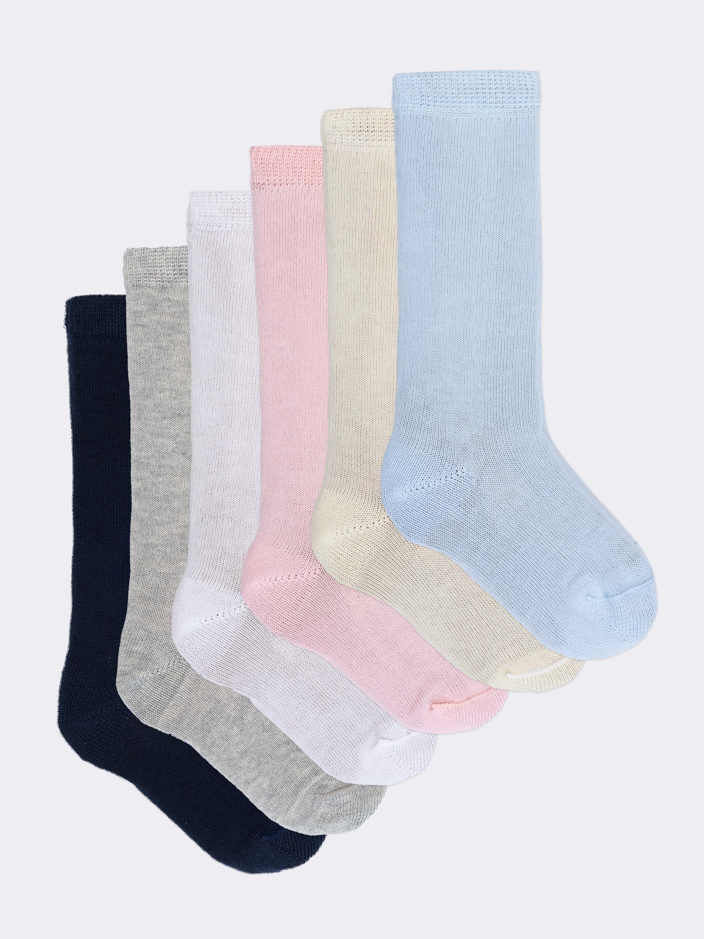 Set 6 Paia Calze Lunghe Neonato in Caldo Cotone - Made in Italy