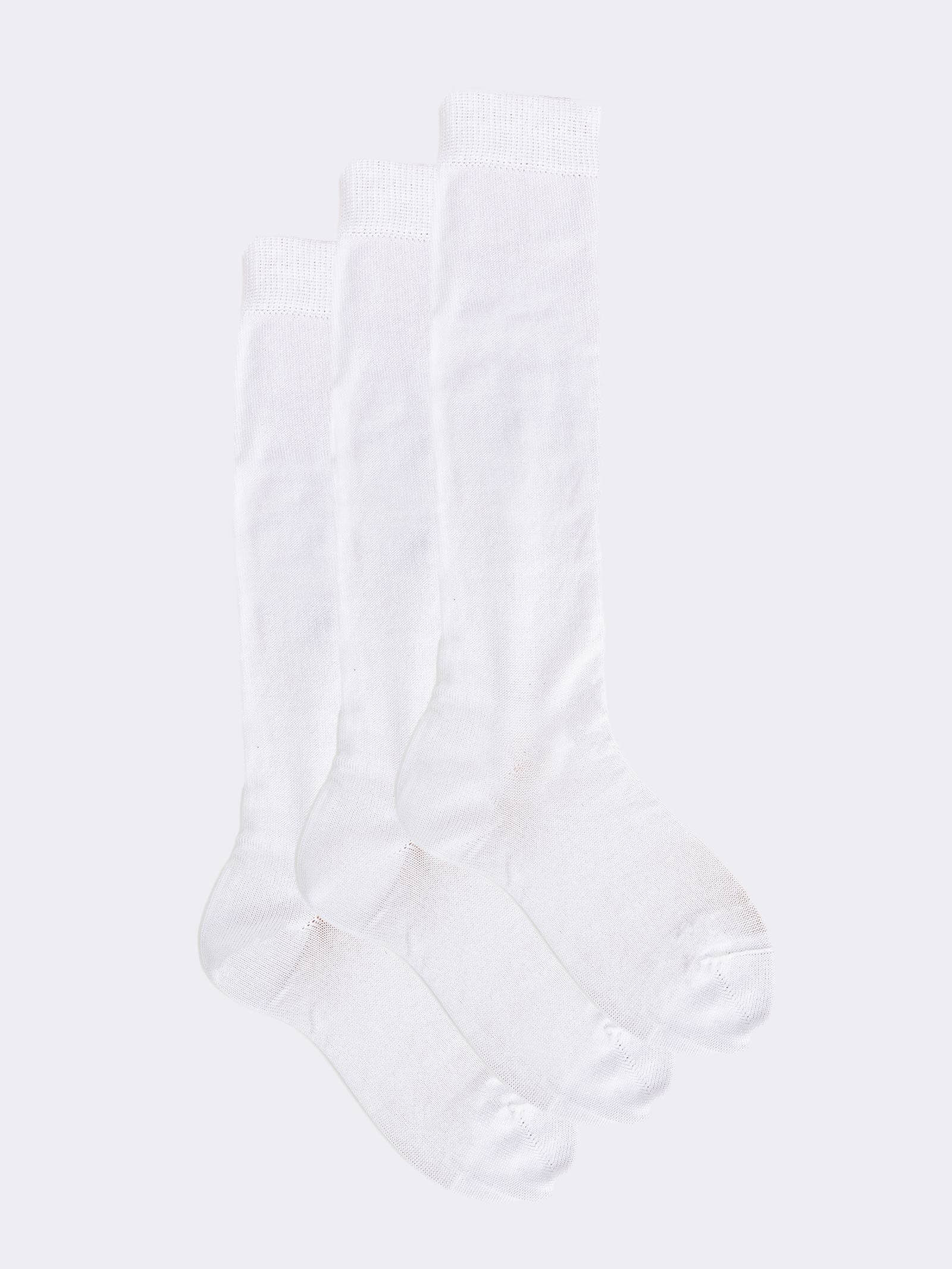 Tris calze lunghe da bambino/a classiche lisce in Filo di Scozia - Made in Italy - Image 1