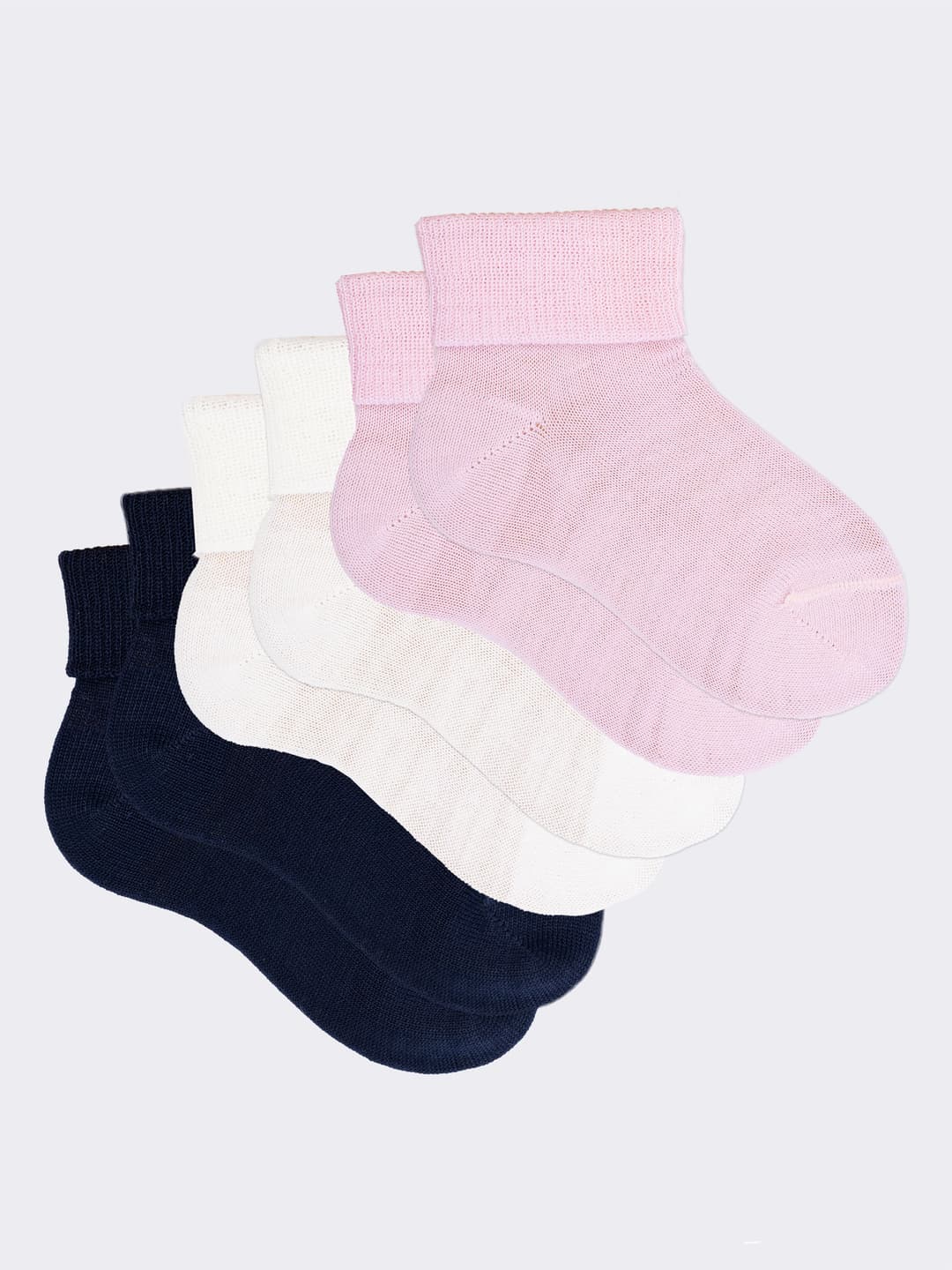 set 6 Paia Calze Corte Neonato in Lana con Risvolto - Made in Italy