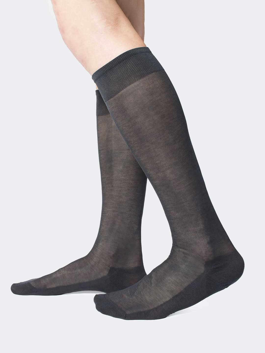 Calze lunghe lisce 100% Cotone Filo di Scozia Chiffon - Made in Italy