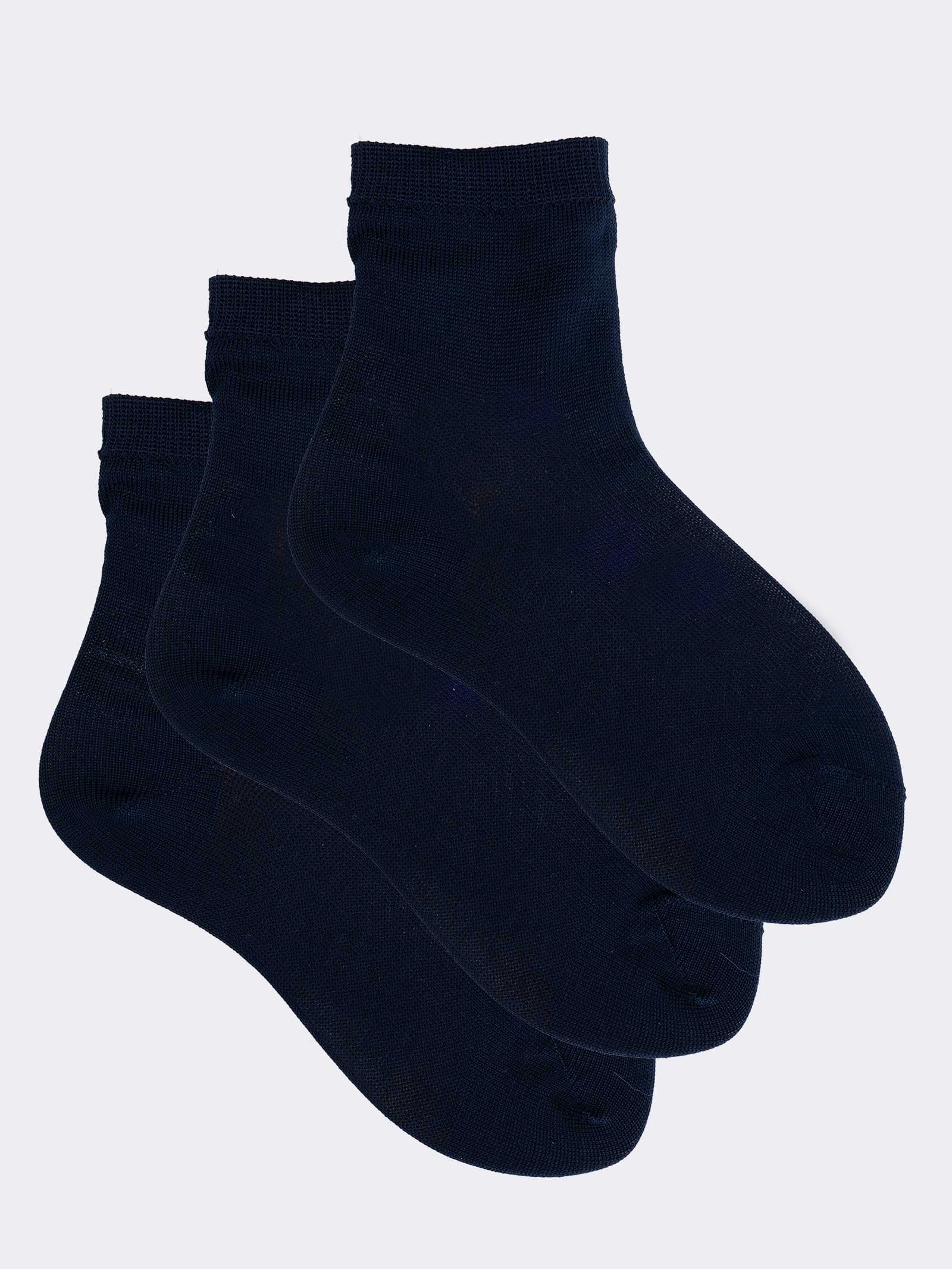 3 Paia Calzini Corti Bambino Tinta Unita - Fresco Cotone