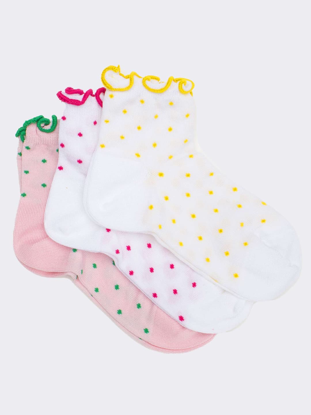 Calzini Corti Bambina con Pois e Orlo Ondulato - Design Trendy
