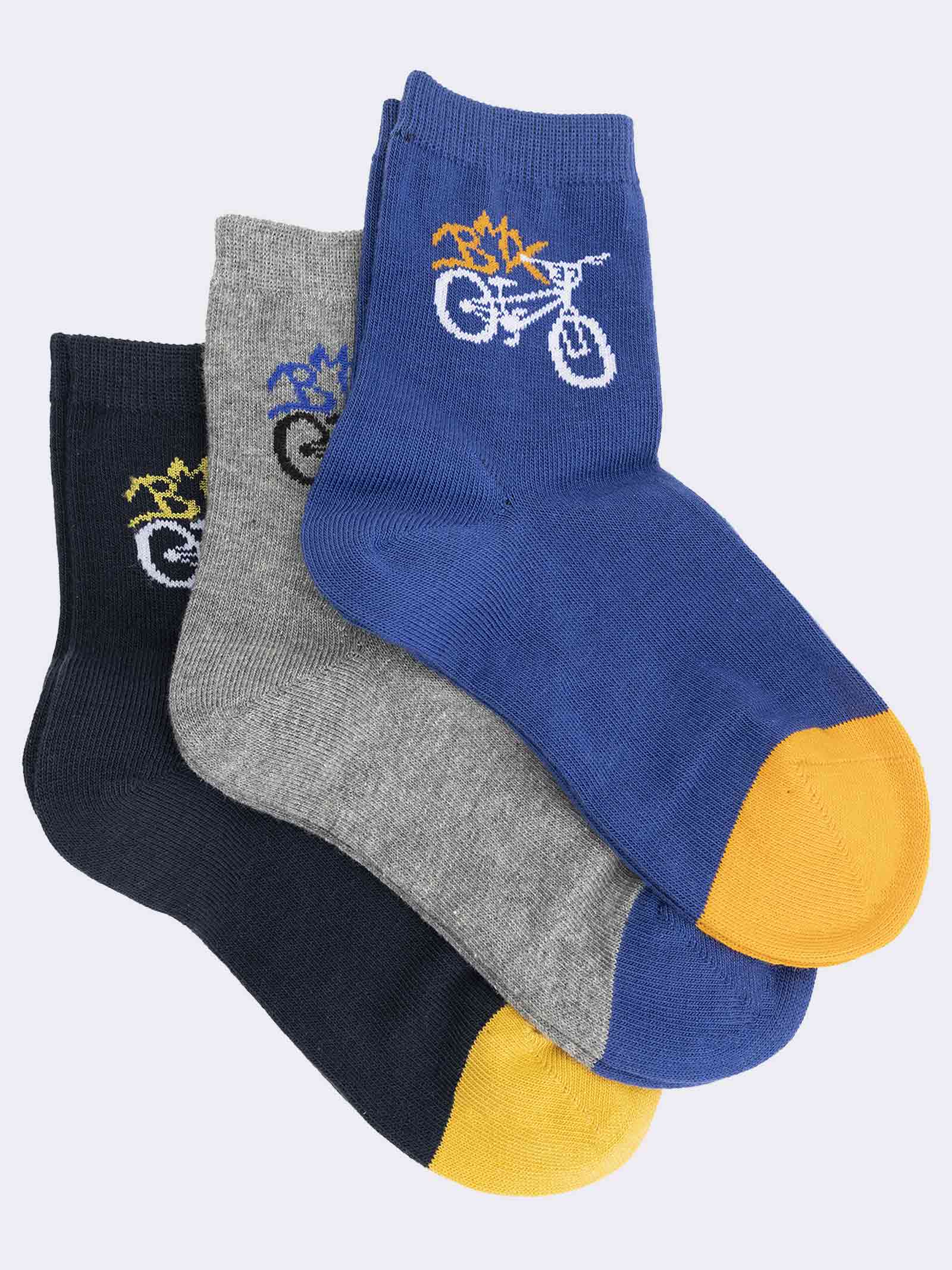 Calzini Bambino Fantasia Bicicletta - Calze Corte in Caldo Cotone - Image 1