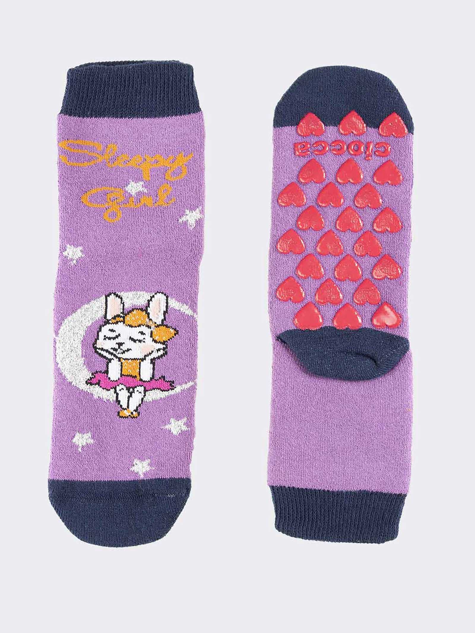 Calzini Antiscivolo Bambina con Design Animale - Calzini Corti in Cotone - Image 1