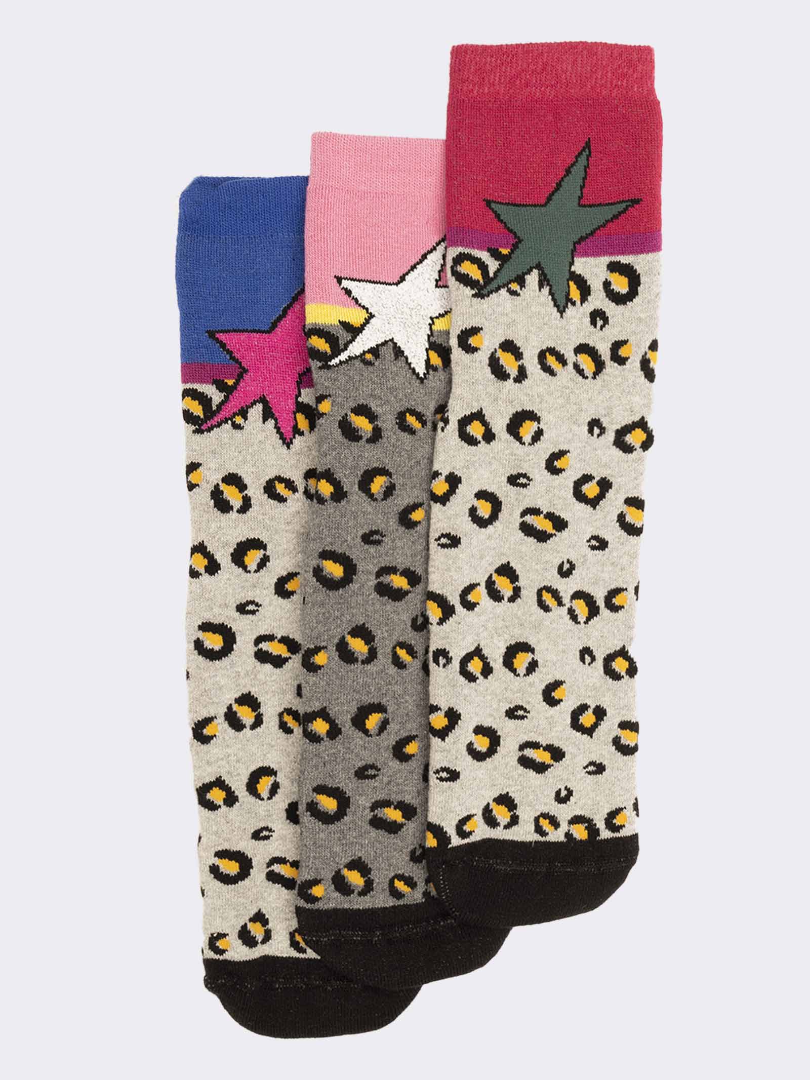 Calzini Antiscivolo in Caldo Cotone per Bambina - Fantasia Leopardata - Image 1