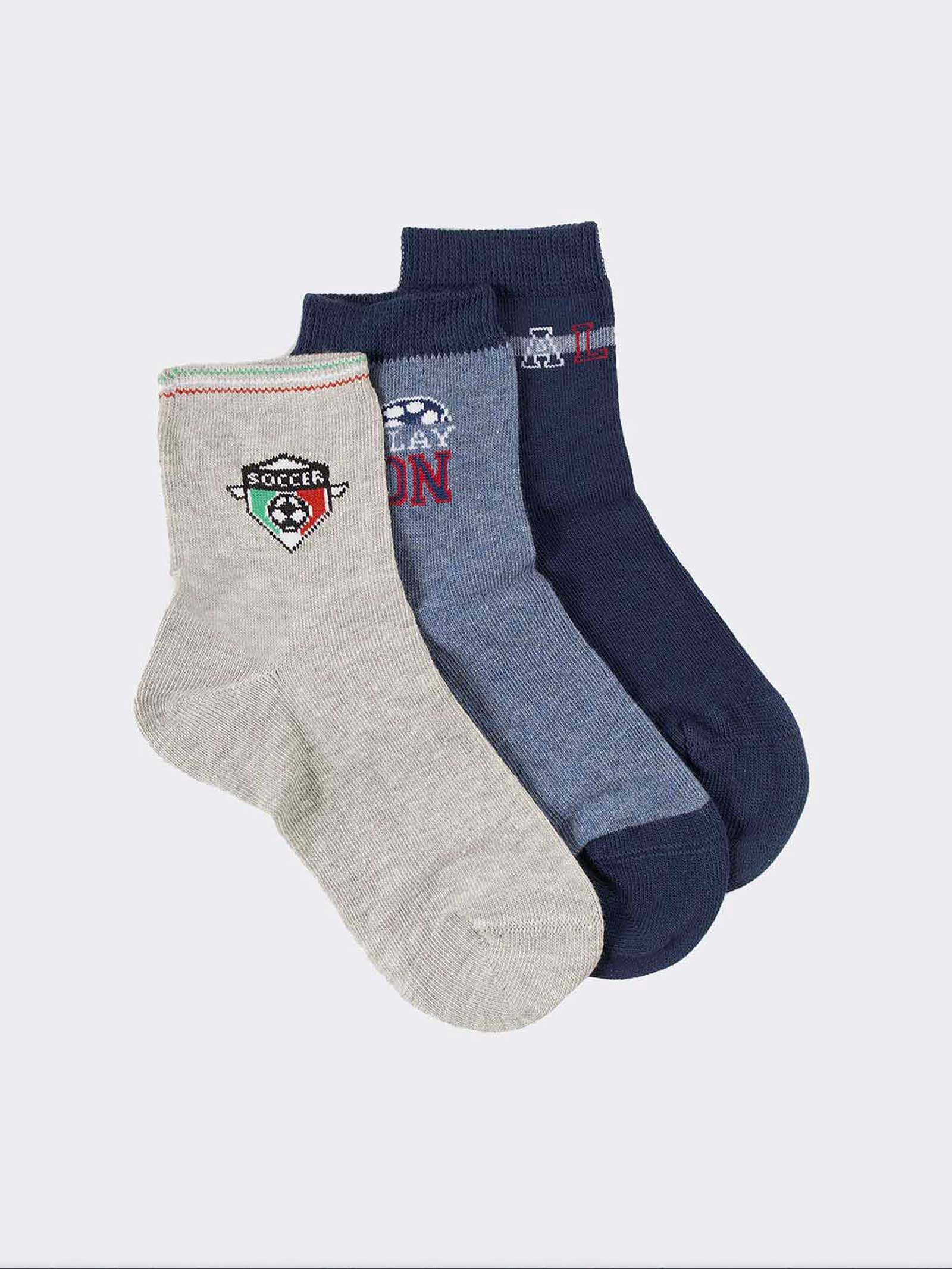 set 3 Calzini Sportivi Bambino - Fantasia Calcio - Image 1