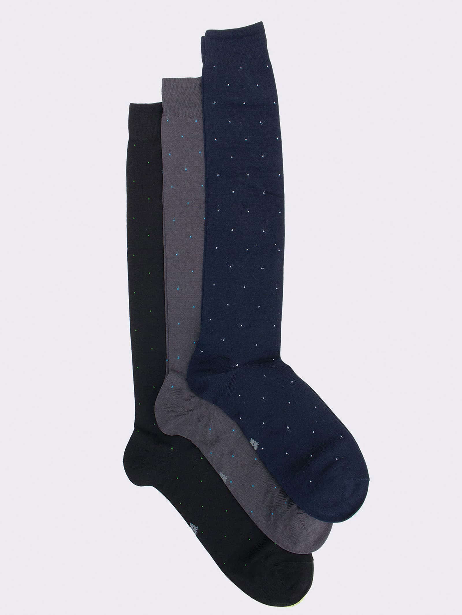 Calze Uomo Eleganti a Pois in Fresco Cotone - Lunghezza Classica - Image 1