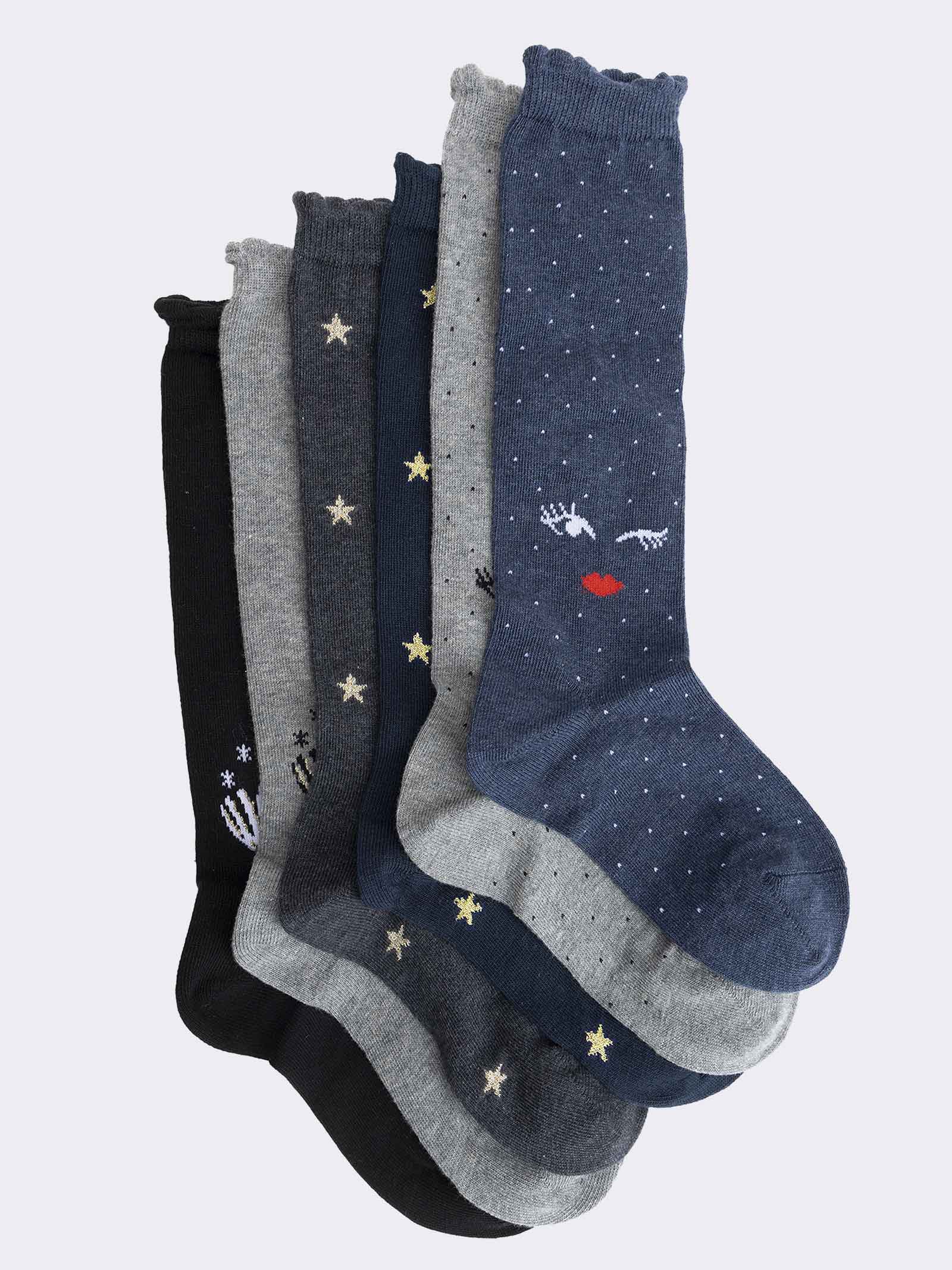 Calze Lunghe Bambina con Fantasia Stelle - Caldo Cotone