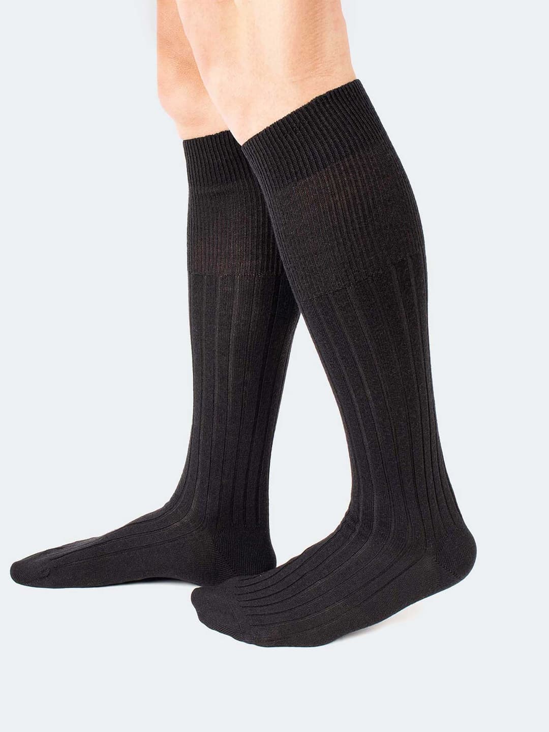 Calze lunghe costa larga pura Lana Merino Lambswool 100% Lana - Made in Italy