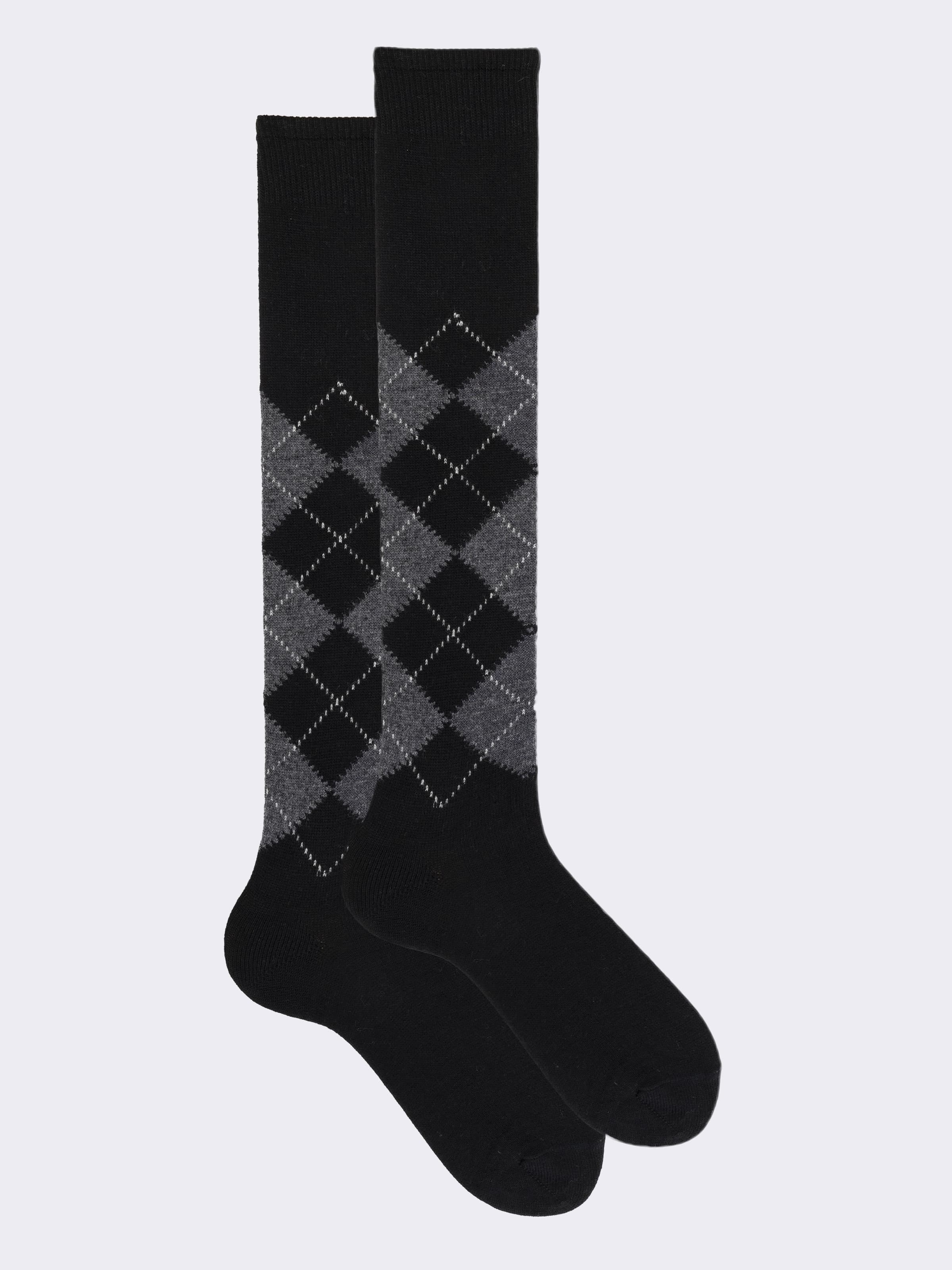 Calze Uomo Lunghe Fantasia Rombi in Cashmere Made in Italy - Image 1