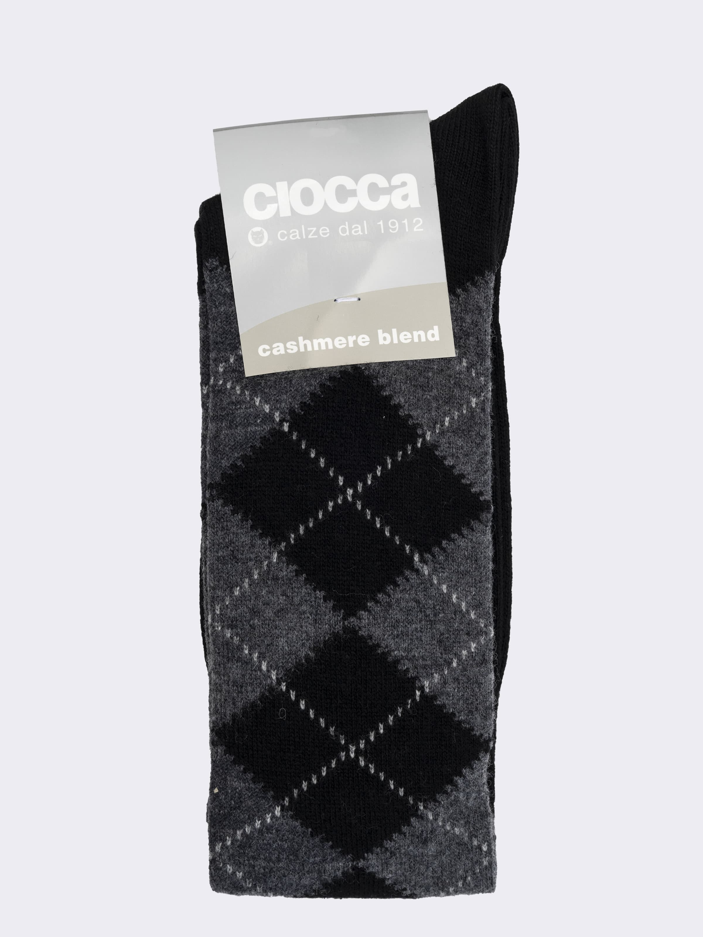 Calze Uomo Lunghe Fantasia Rombi in Cashmere Made in Italy - Image 3