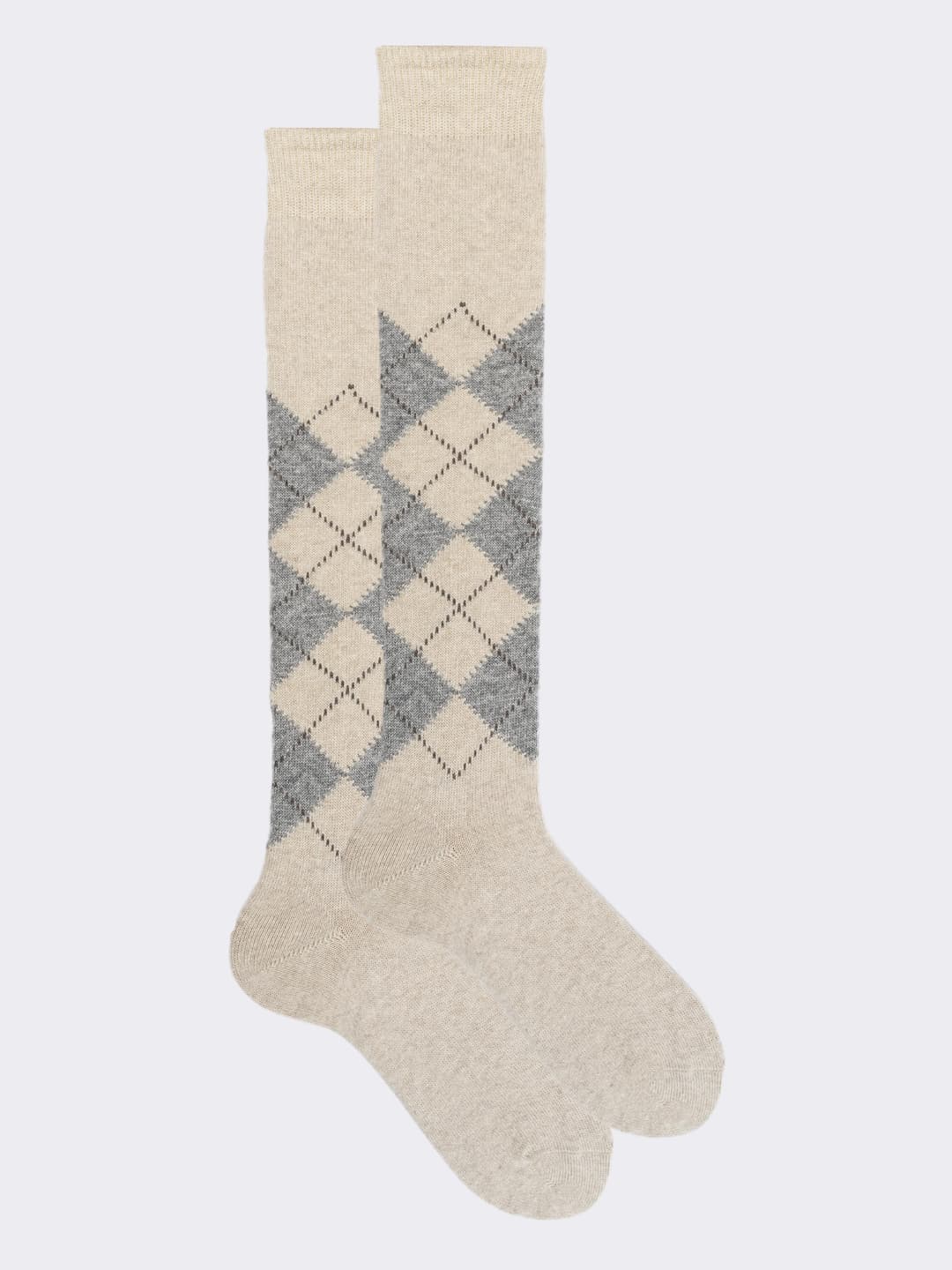Calze Uomo Lunghe Fantasia Rombi in Cashmere Made in Italy