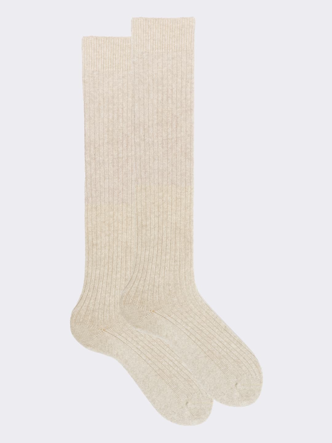 Calze Lunghe Uomo in Misto Cashmere e Lana a Coste - Made in Italy