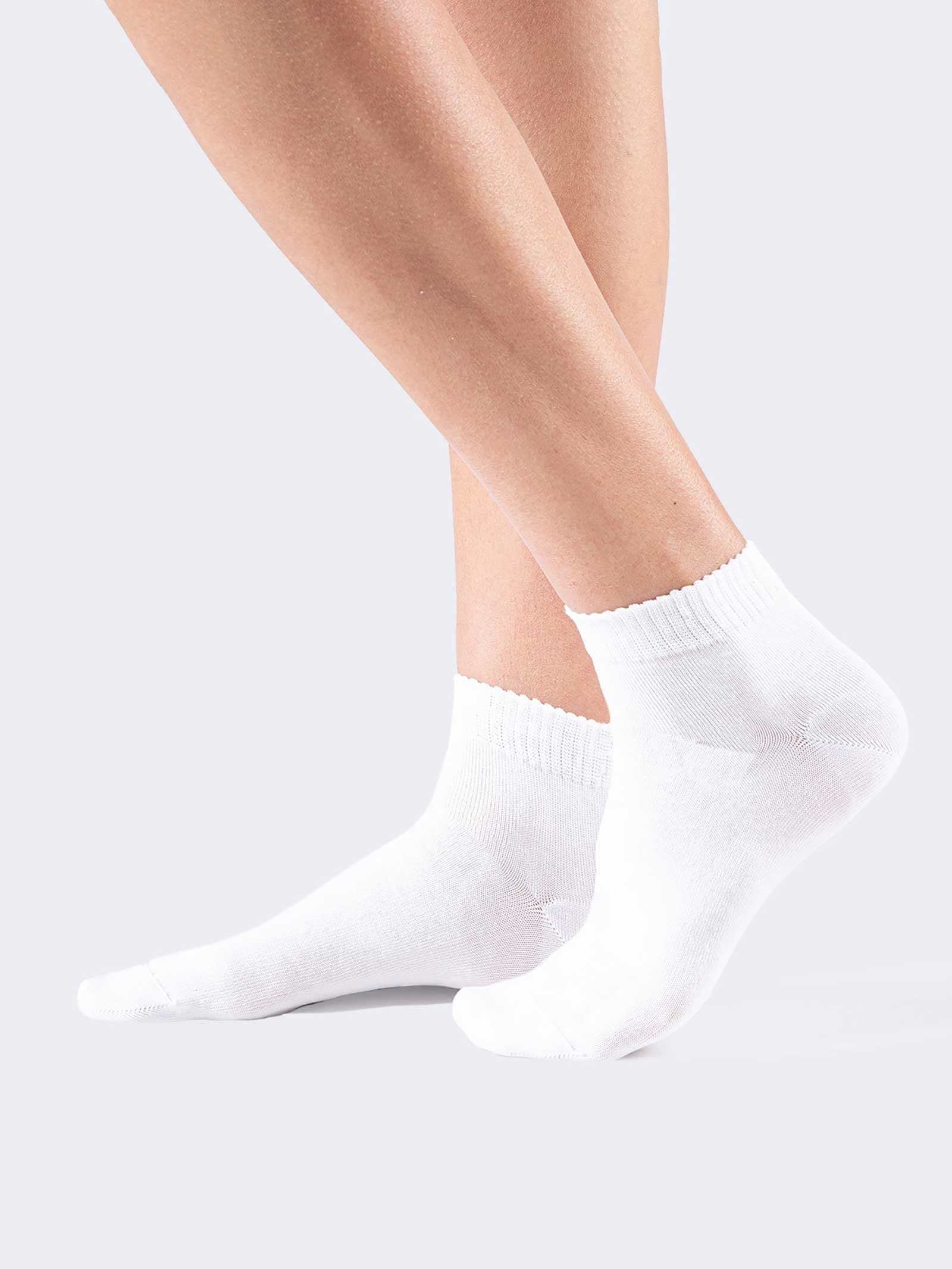 Calze corte donna in fresco cotone elasticizzato con polsino sportivo - Calzini Made in Italy - Image 1