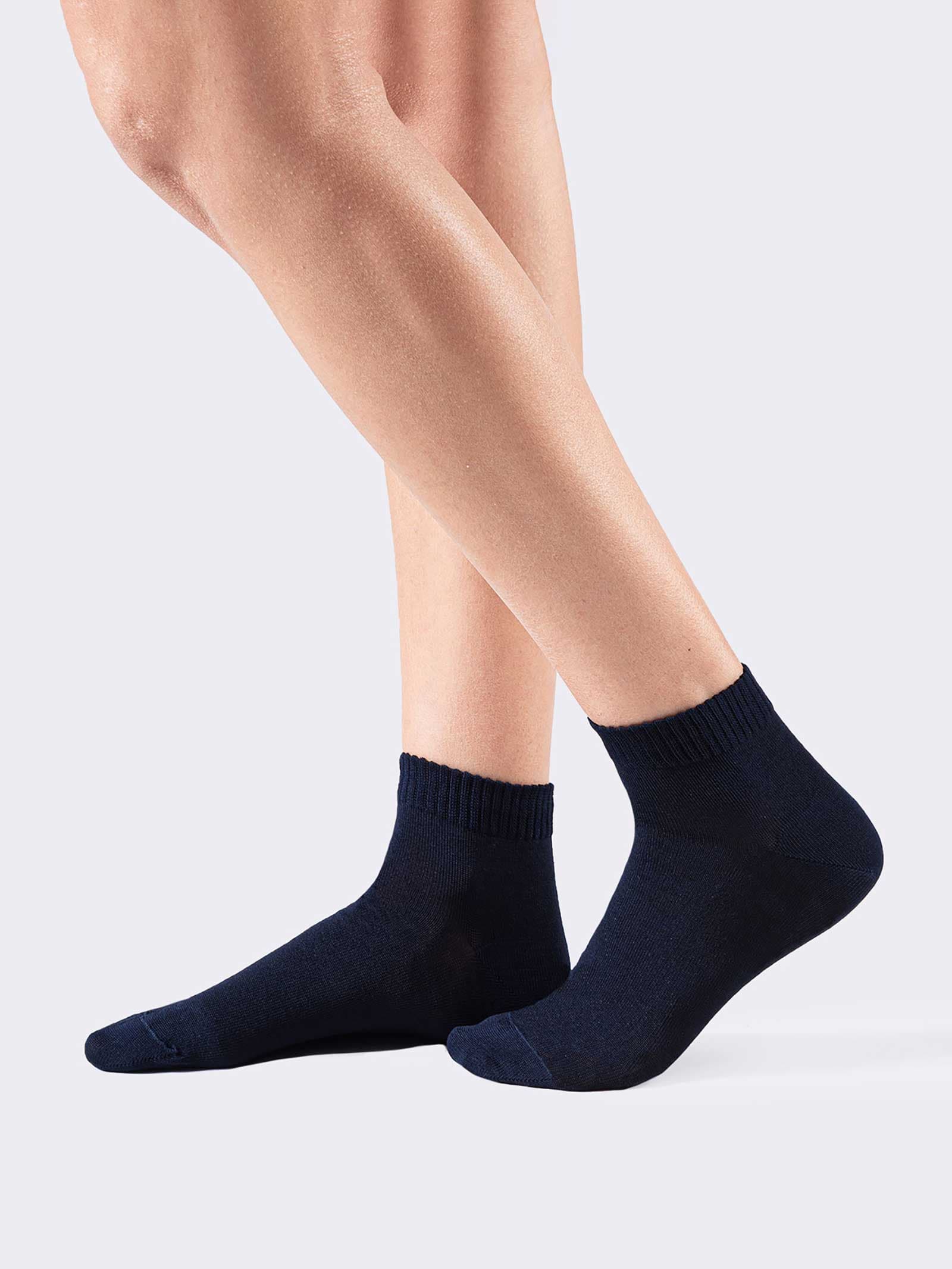 Calze corte donna in fresco cotone elasticizzato con polsino sportivo - Calzini Made in Italy