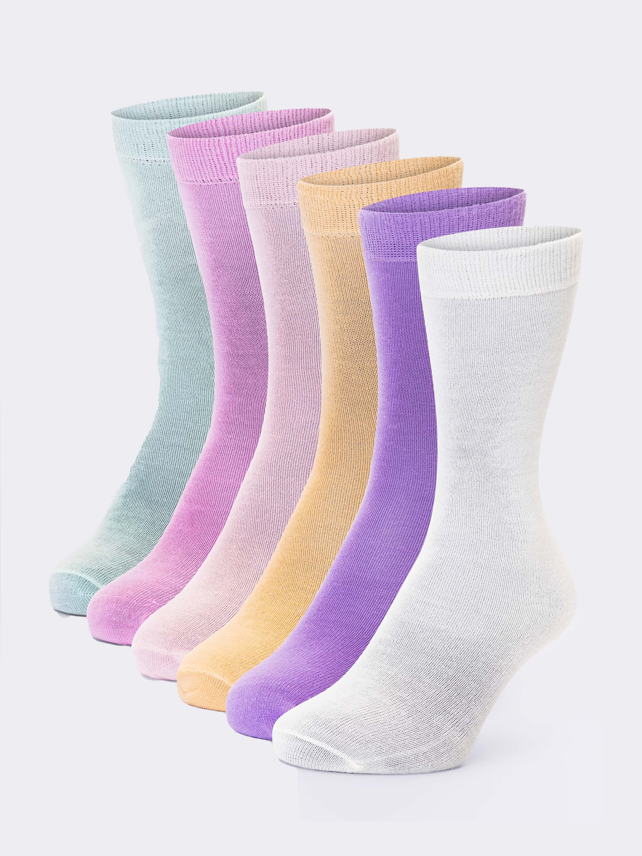 6 Paia Calze Morbida Donna Fuzzy Crew &ndash; Righe Multicolor &ndash; Taglia 9-11 &ndash; Mopas