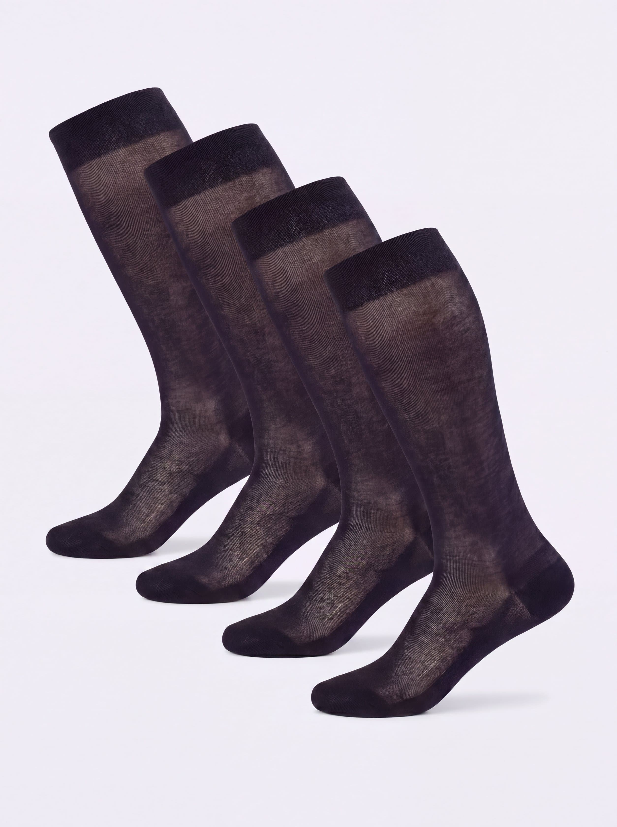 Ciocca Scatola Regalo 4 paia Calze Lunghe Chiffon Filo di Scozia 100% Cotone