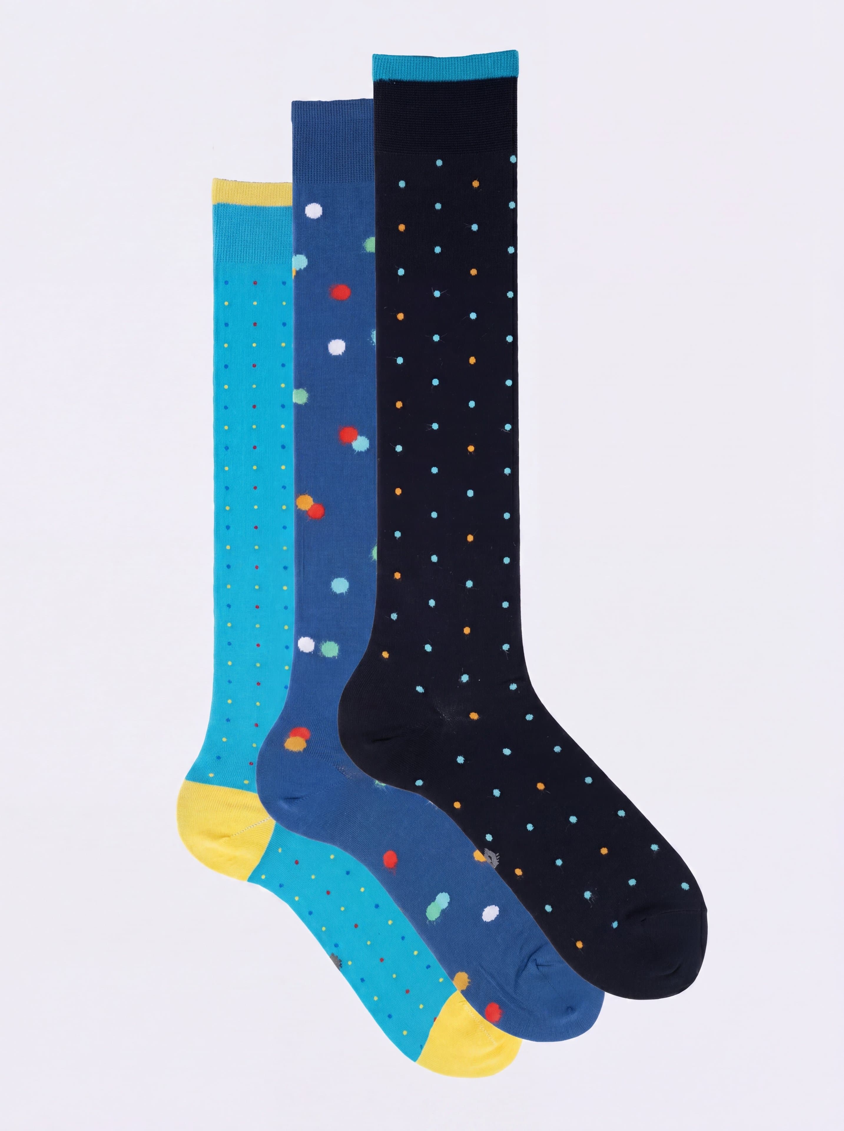 Confezione Regalo 3 Paia Calze Lunghe Cotone Fantasia Pois - Image 1