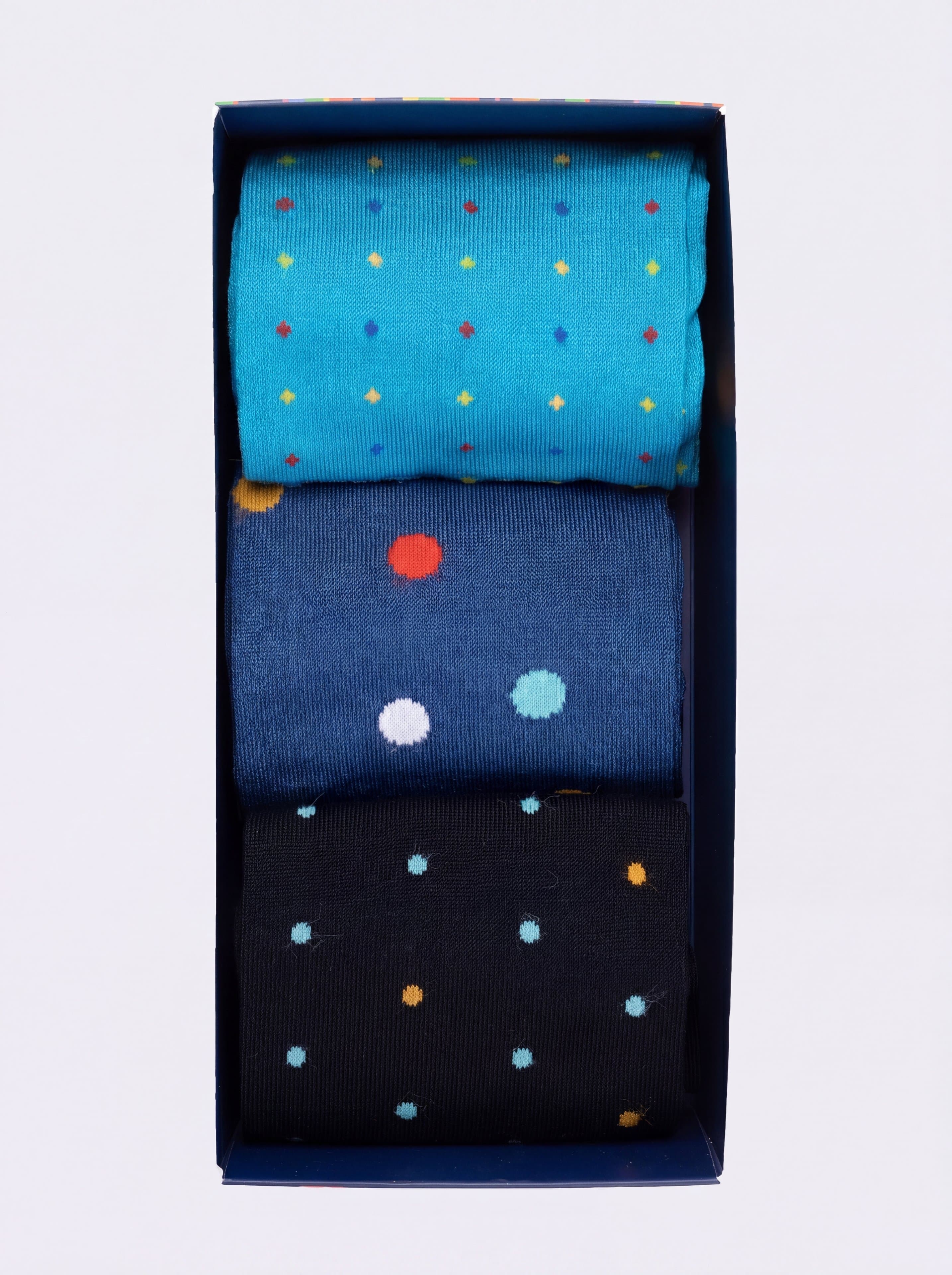 Confezione Regalo 3 Paia Calze Lunghe Cotone Fantasia Pois - Image 2