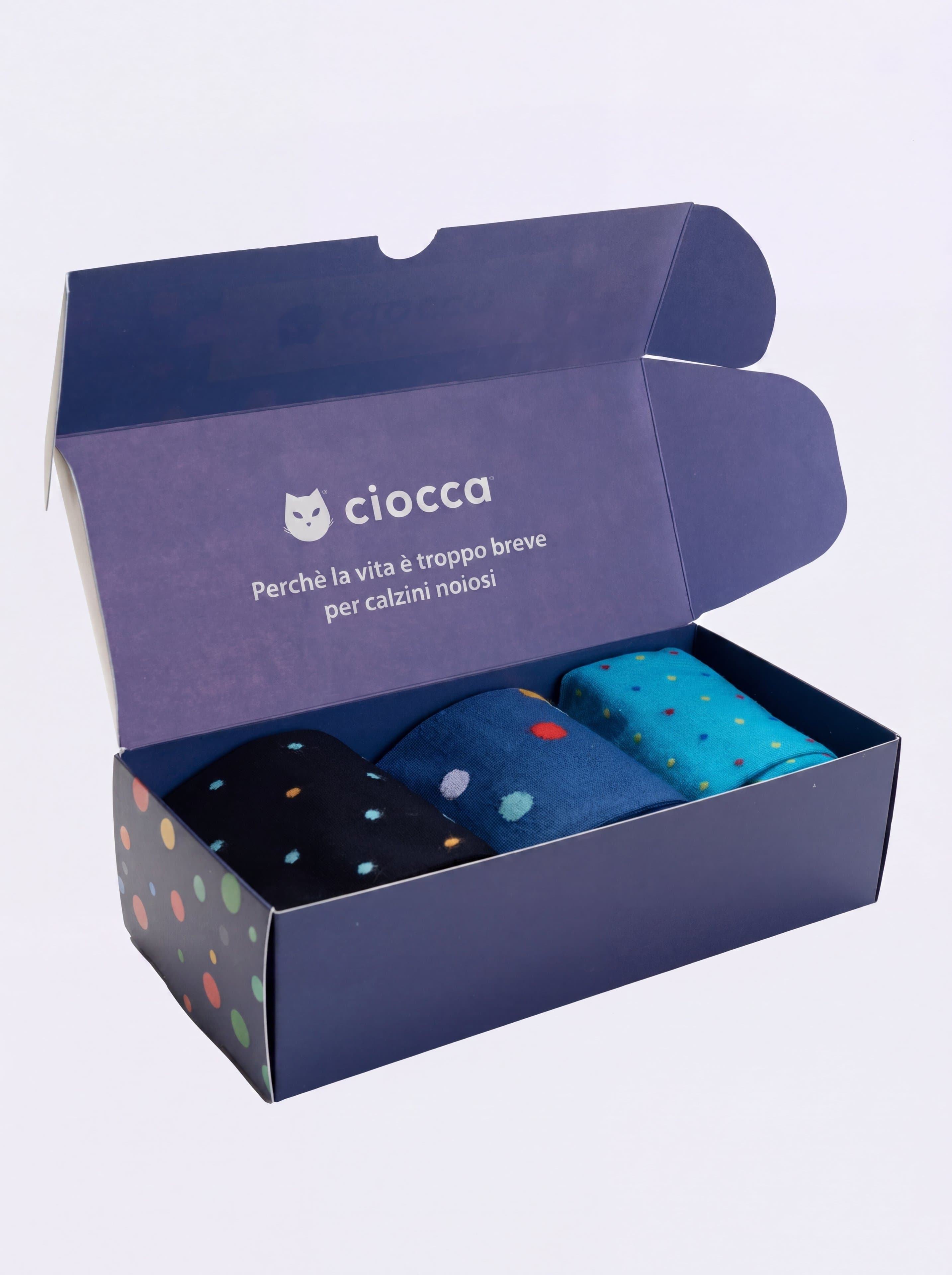 Confezione Regalo 3 Paia Calze Lunghe Cotone Fantasia Pois - Image 3