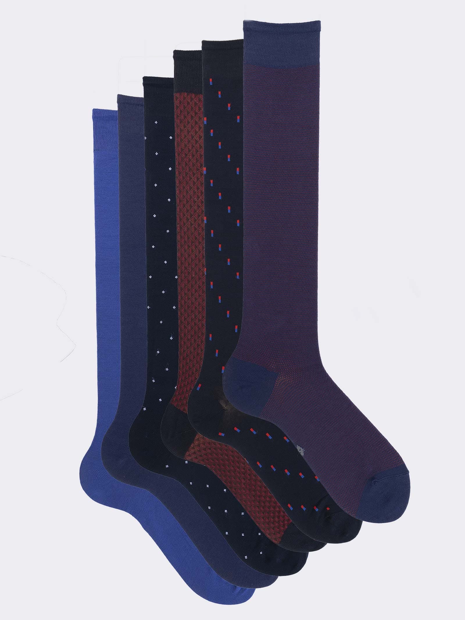 Scatola Regalo 6 Paia Calze Uomo Lunghe Fantasia mix Elegante in Fresco Cotone - Image 1