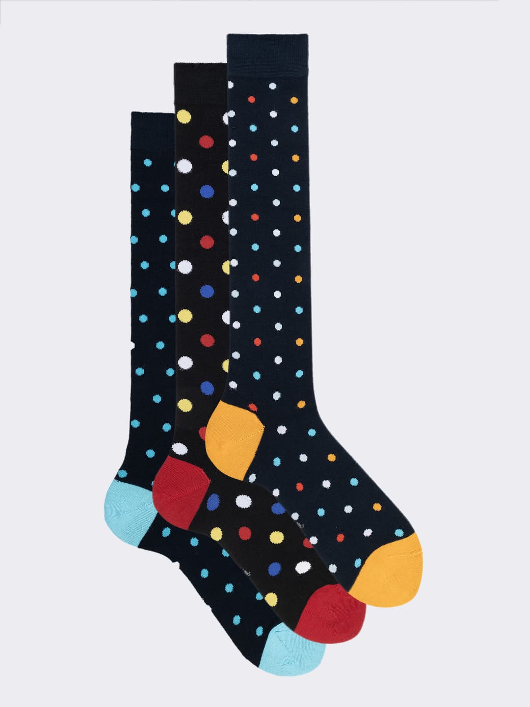 set 3 Calze Lunghe Uomo Fantasia Pois - Scatola Regalo