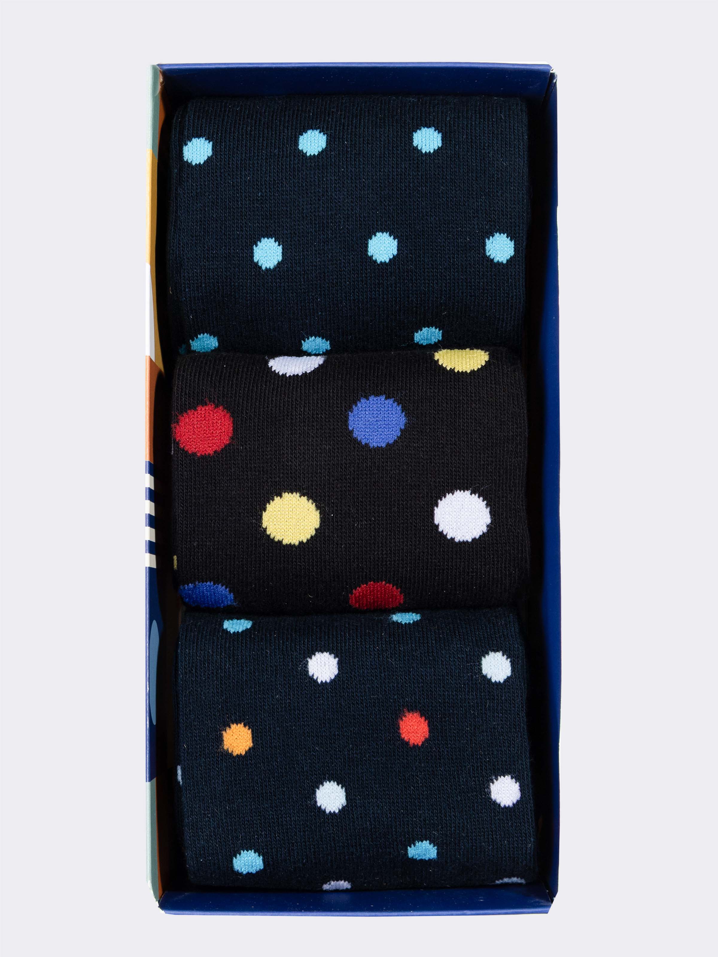 set 3 Calze Lunghe Uomo Fantasia Pois - Scatola Regalo - Image 2