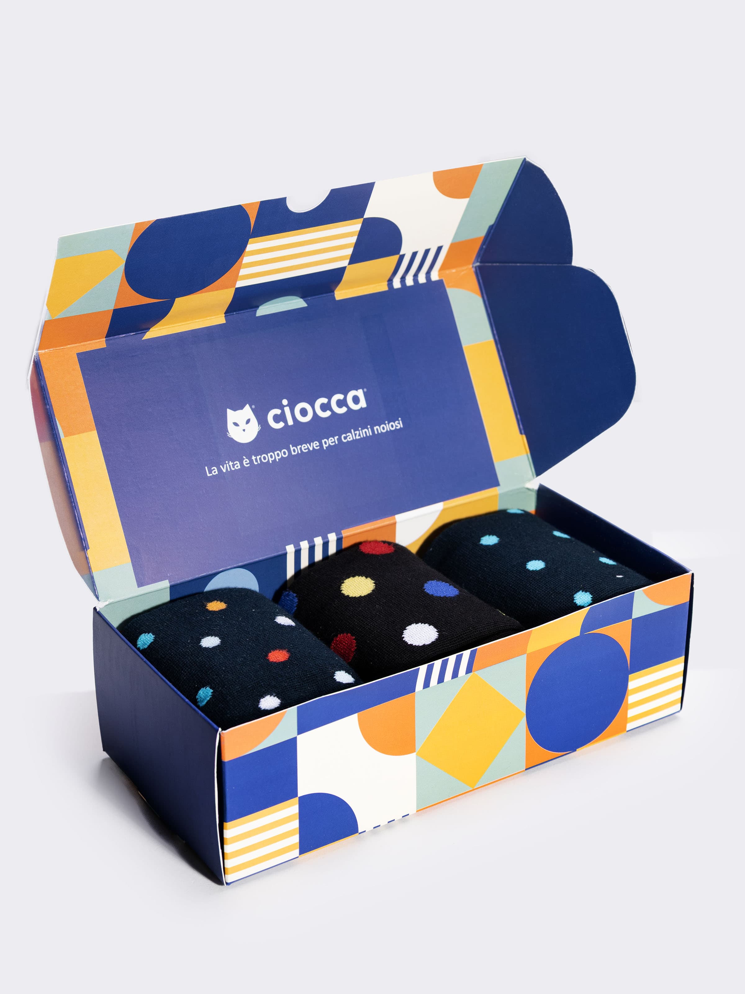 set 3 Calze Lunghe Uomo Fantasia Pois - Scatola Regalo - Image 3