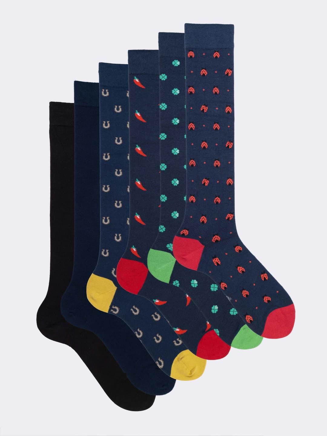 Scatola Regalo Calze Uomo fantasia Porta Fortuna - 6 Paia in Caldo Cotone