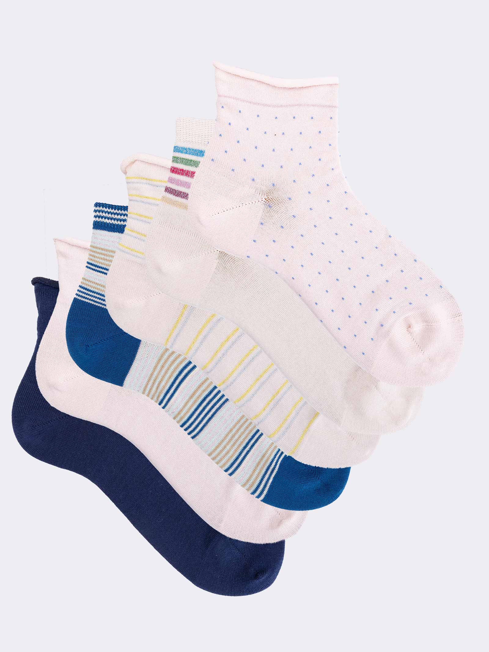 Calzini Donna Corti Fantasia in Fresco Cotone - Design Moderno e Confortevole - Image 1