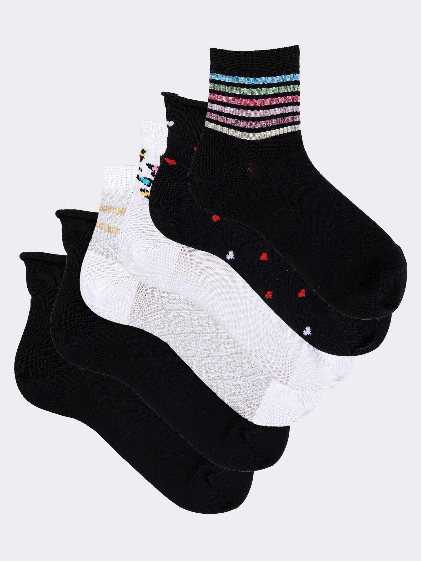 Calzini Donna Corti Fantasia in Fresco Cotone - Design Moderno e Confortevole - Image 1