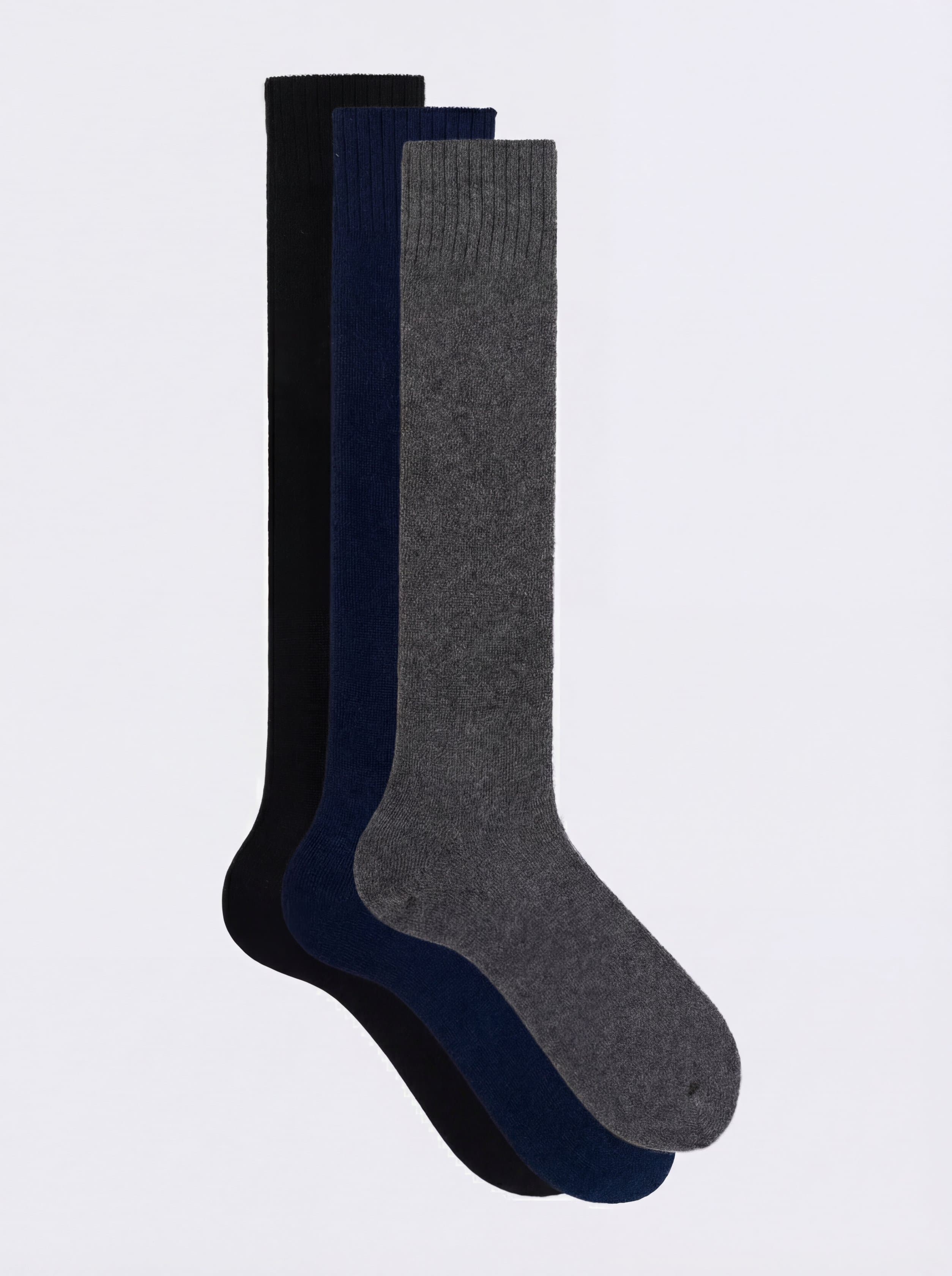 Scatola Regalo 3 paia calze Lunghe tinta unita in misto Cashmere - Image 1