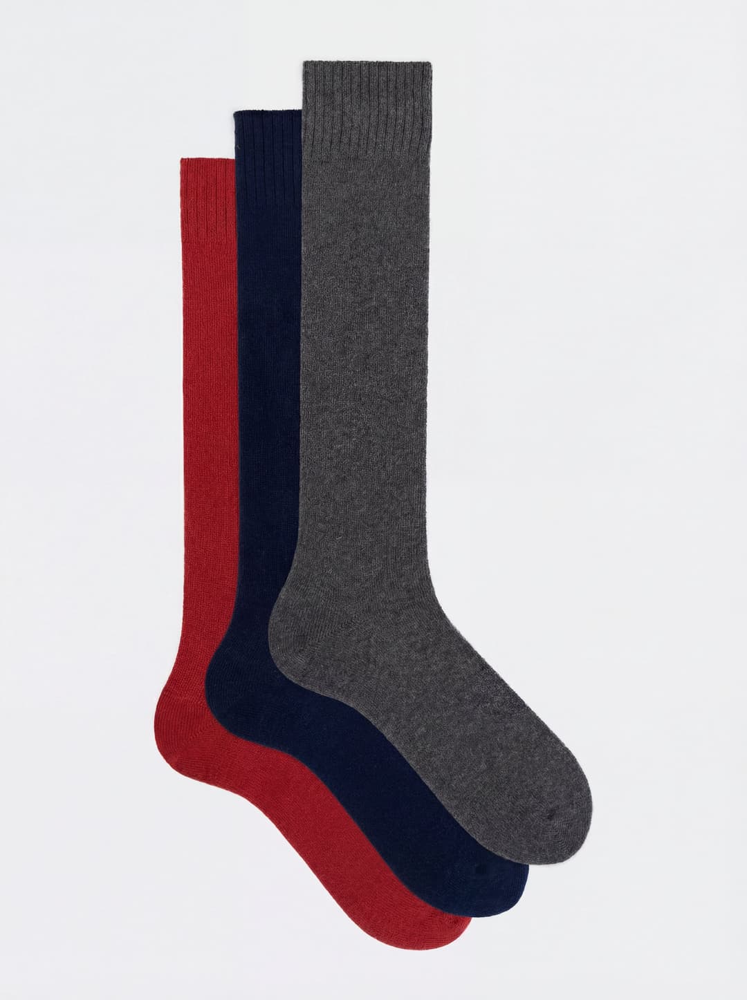 Scatola Regalo 3 paia calze Lunghe tinta unita in misto Cashmere