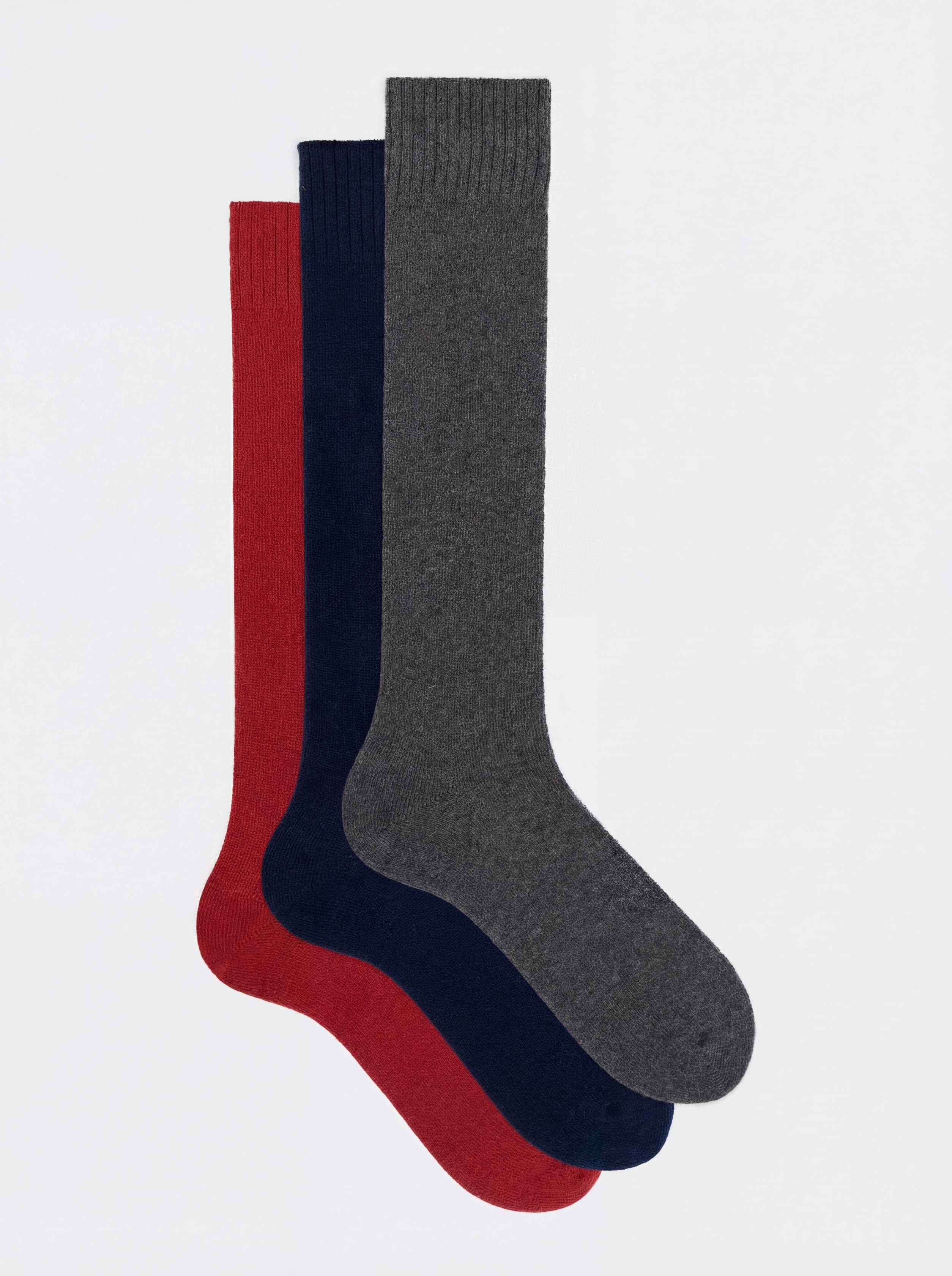 Scatola Regalo 3 paia calze Lunghe tinta unita in misto Cashmere - Image 1