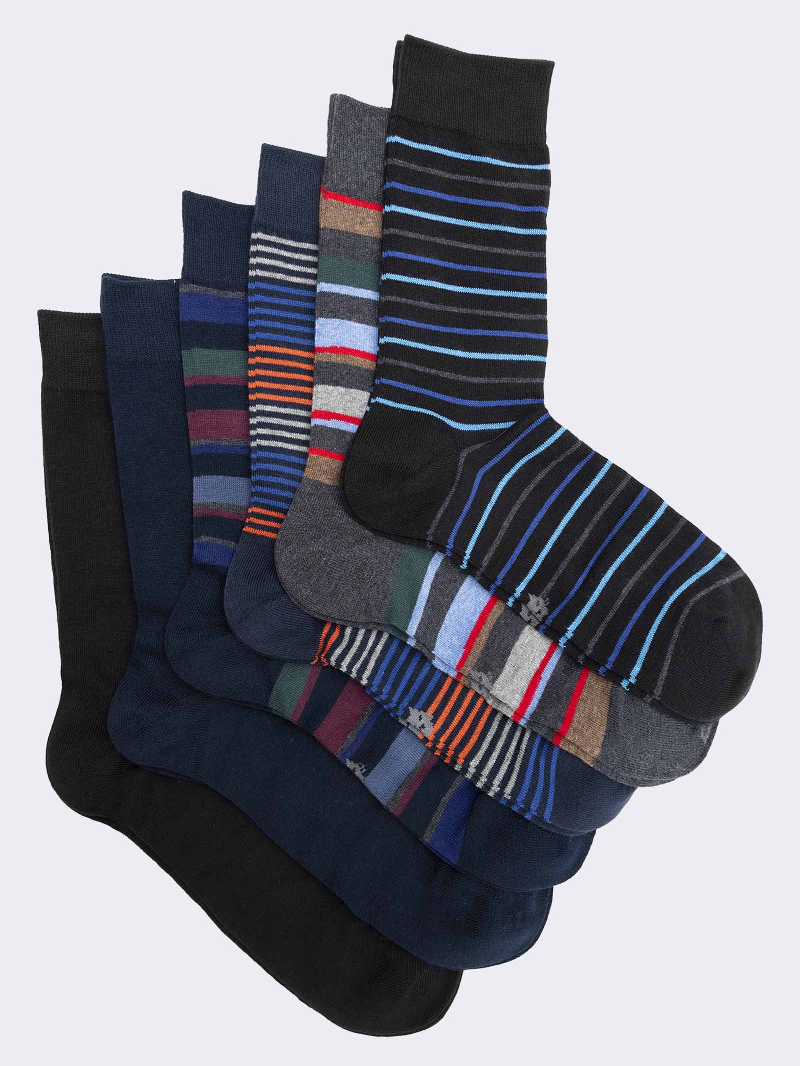 Scatola Regalo Calze Uomo corte in Cotone Caldo, 6 Paia Fantasia righe - Image 1
