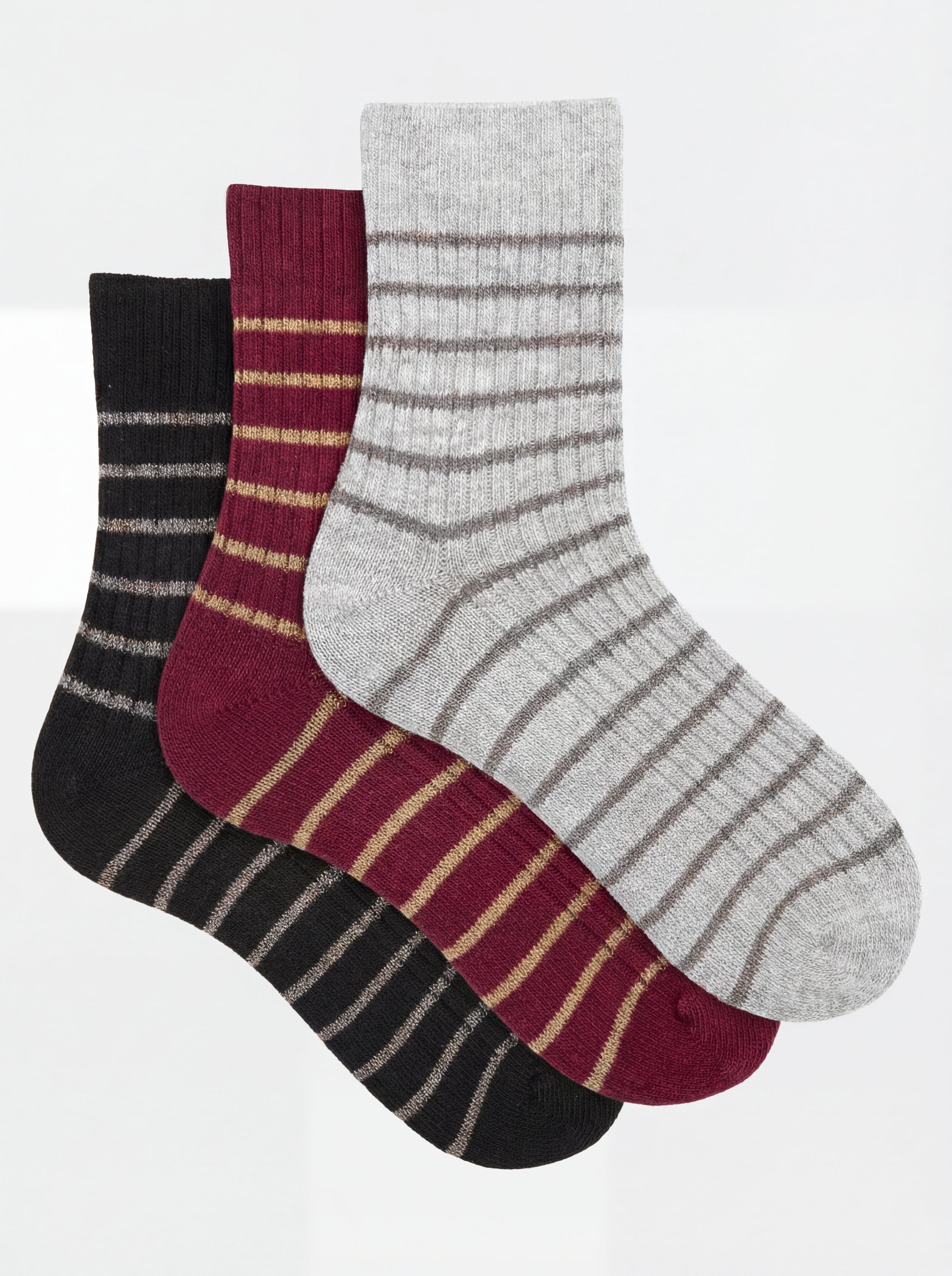 set 3 paia calze Donna a righe in misto Cashmere Made in Italy