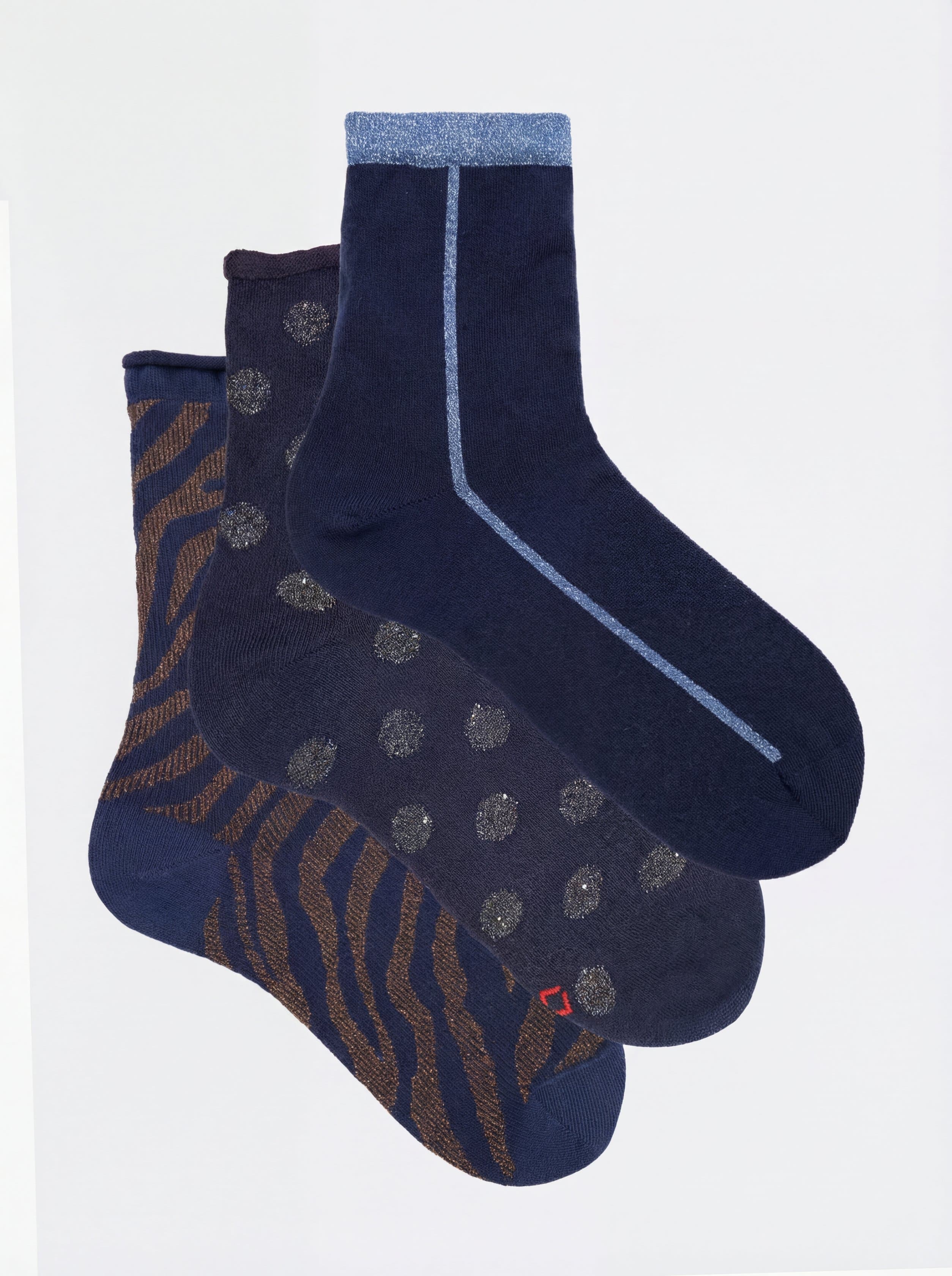 set 3 Paia Calze Donna Fantasia Made in Italy - blu - Image 1