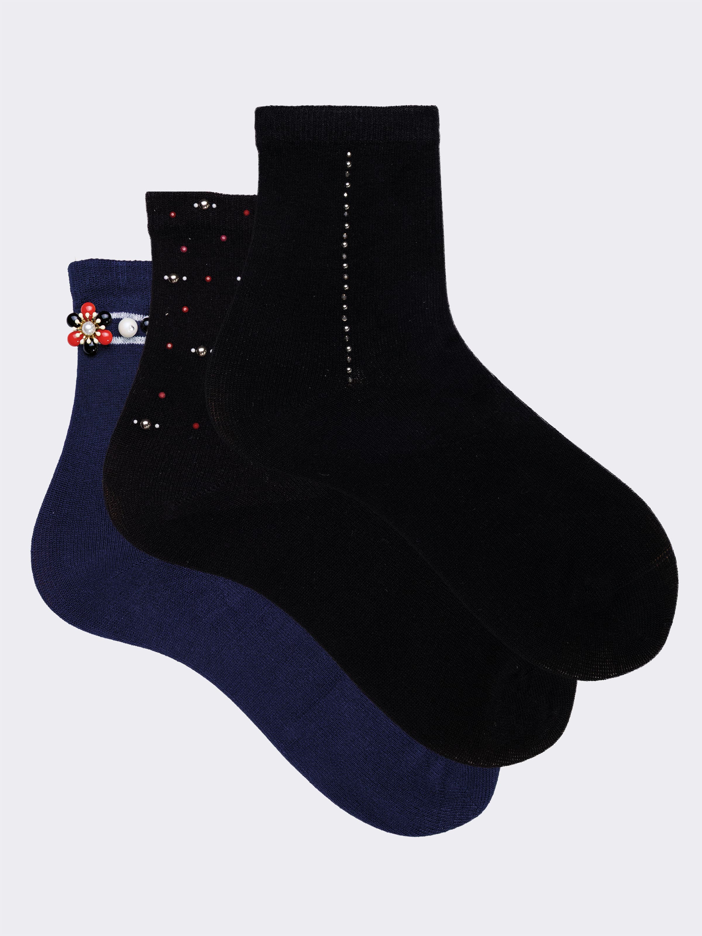 set regalo 3 paia di Calze con perline donna Made in Italy