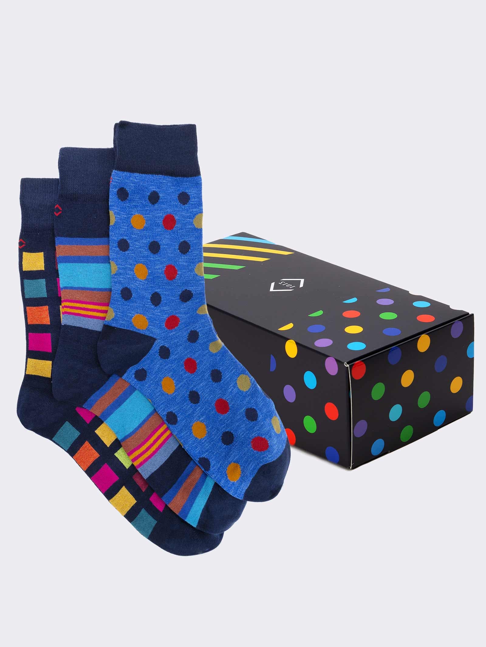 Scatolina Regalo 3 Paia Calze fantasia Uomo caldo cotone – Idea regalo Made in Italy - Image 1