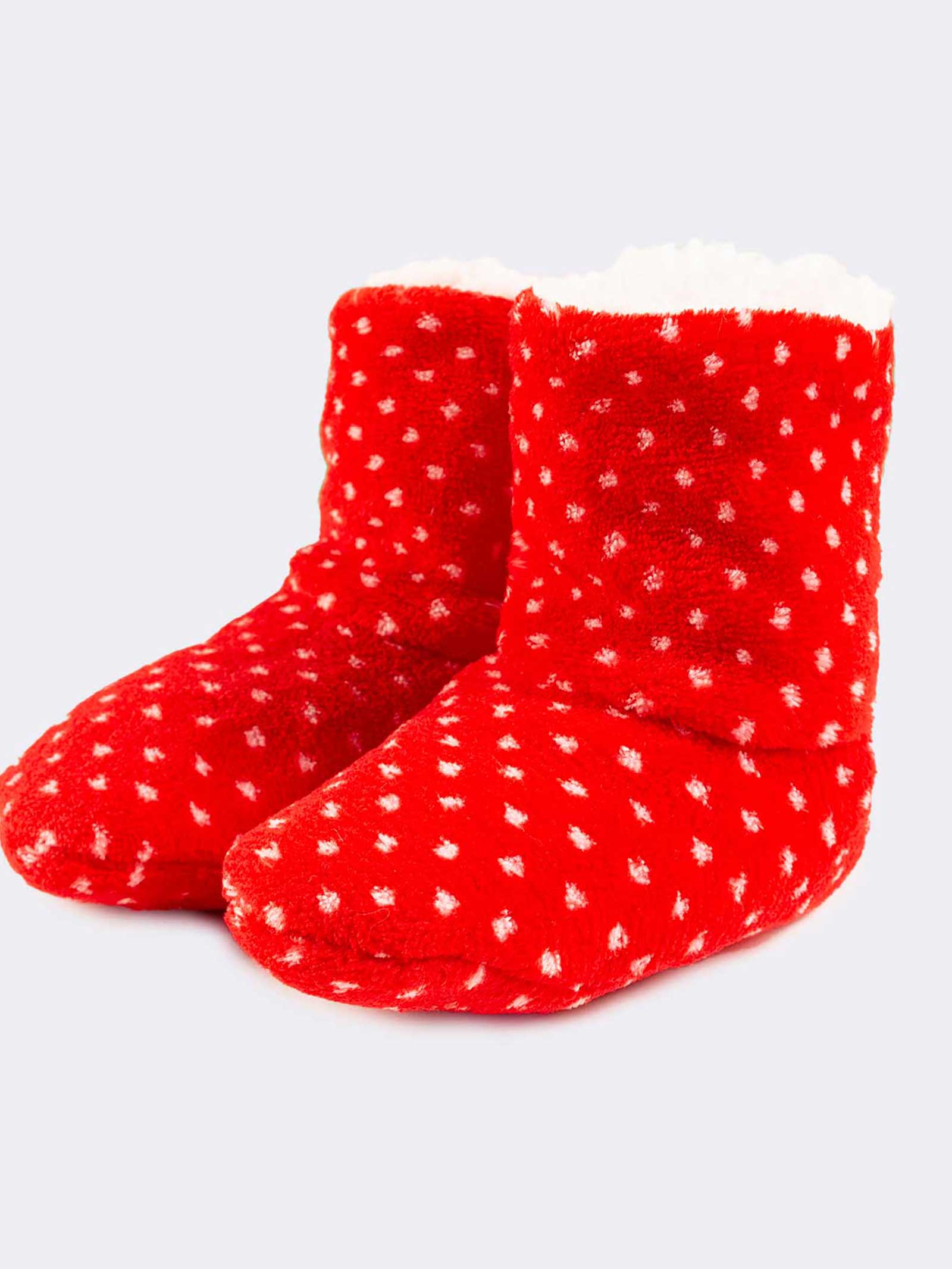 Pantofole a Stivaletto Natalizie per Neonato con Motivo a Pois - Image 1