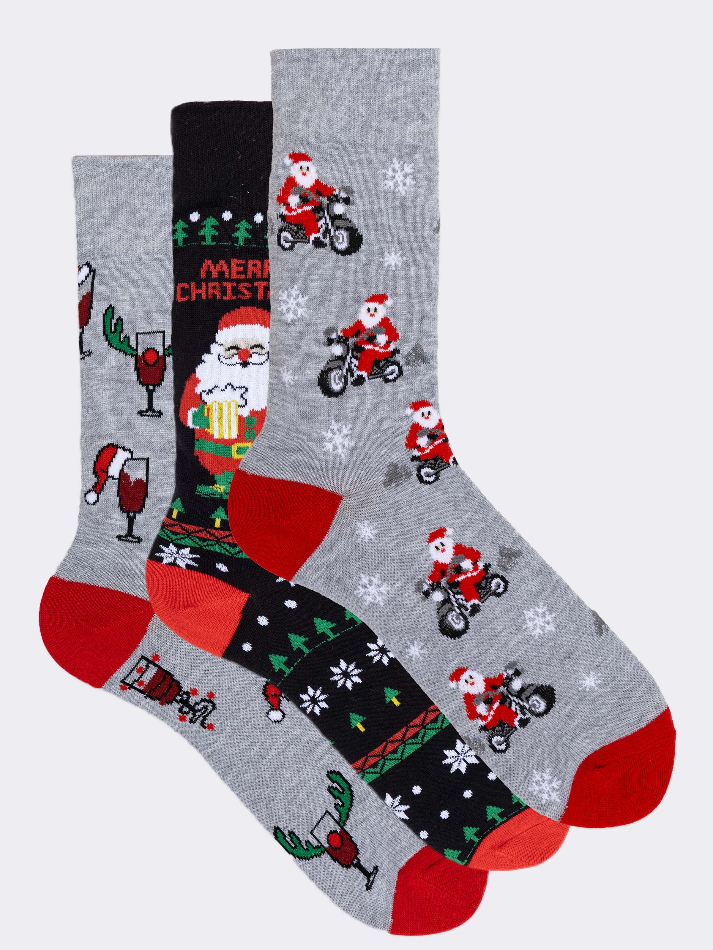 Calze Corte Uomo Natalizie - Mix di Fantasie Festive - Image 1