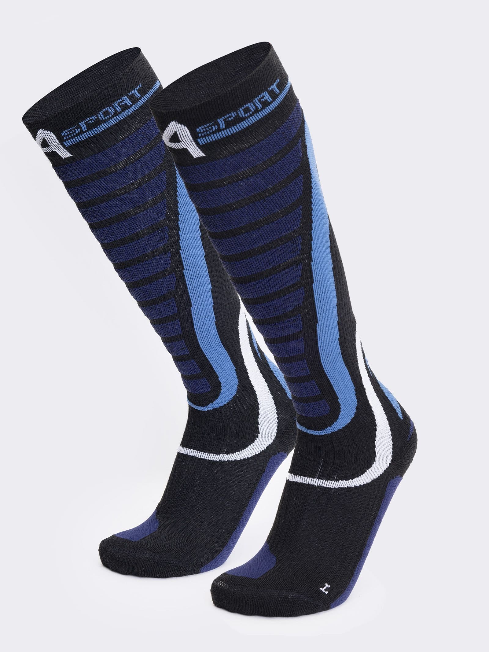 Calze lunghe Tecniche da sci in Lana con Protezione 3d - Blu