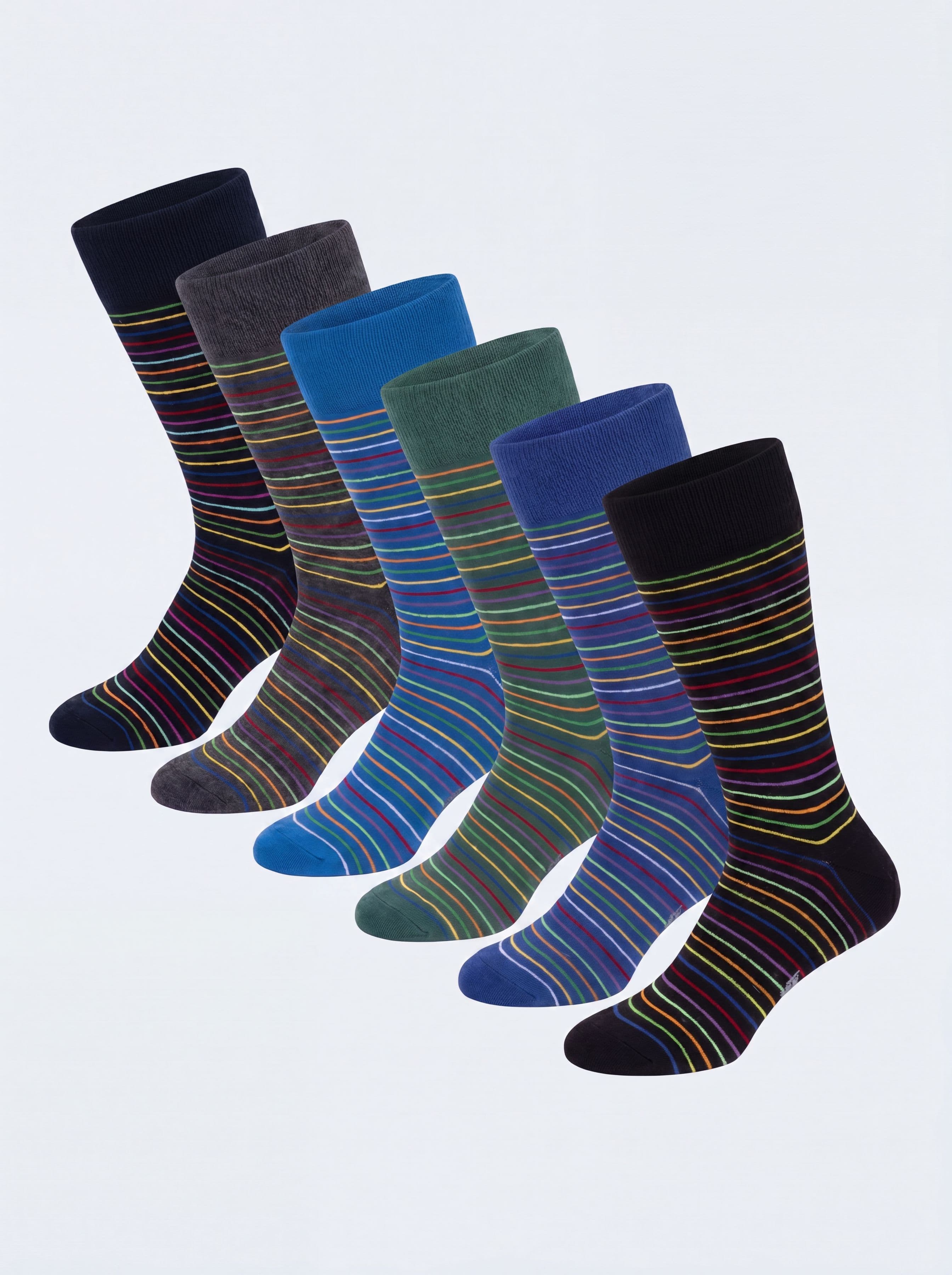 Calze Corte in Cotone Fantasia a Righe – set da 6 - Image 1