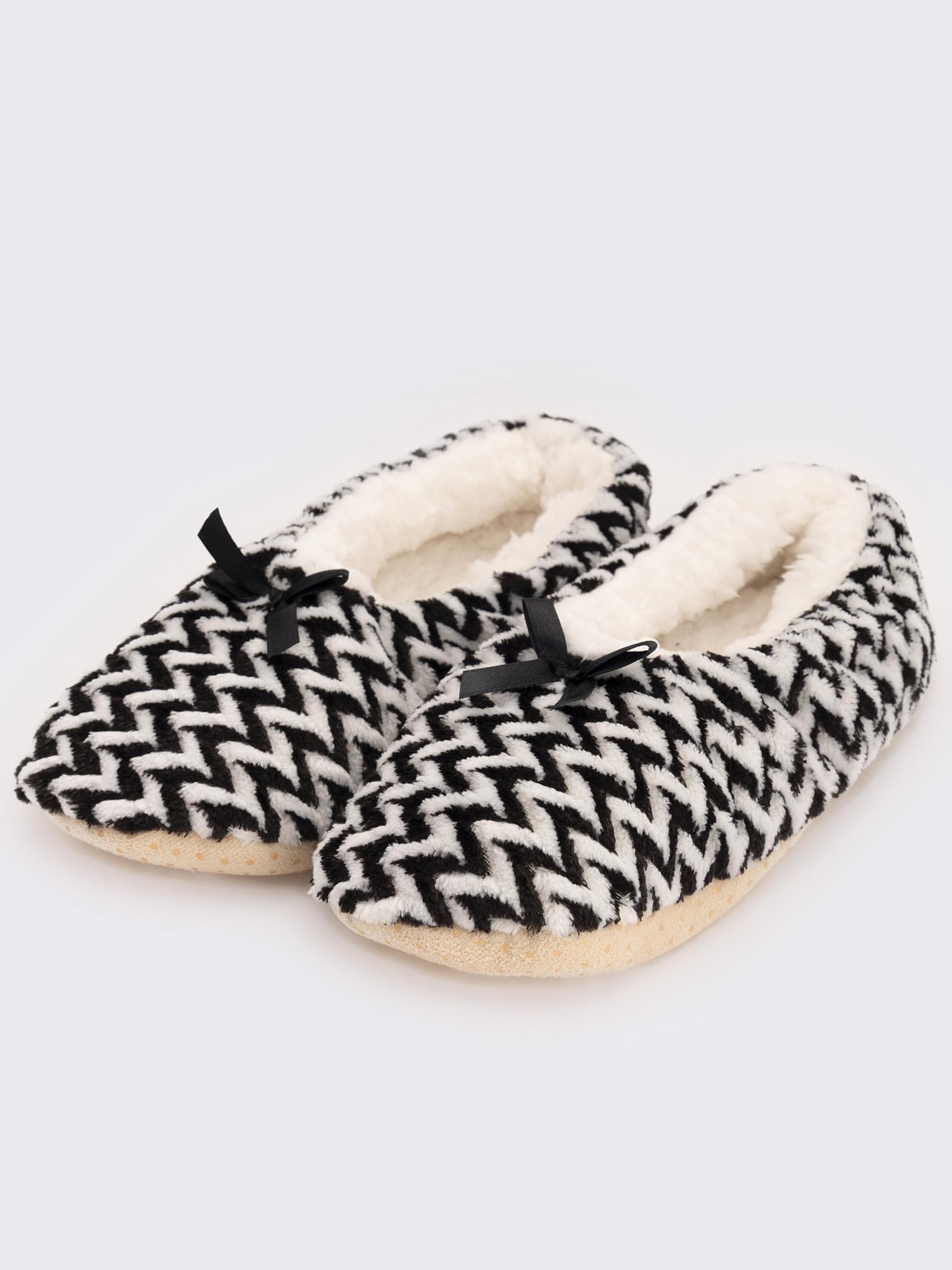 Calzini Donna Eleganti con Motivo a Zigzag e Fiocco Decorativo - Image 2