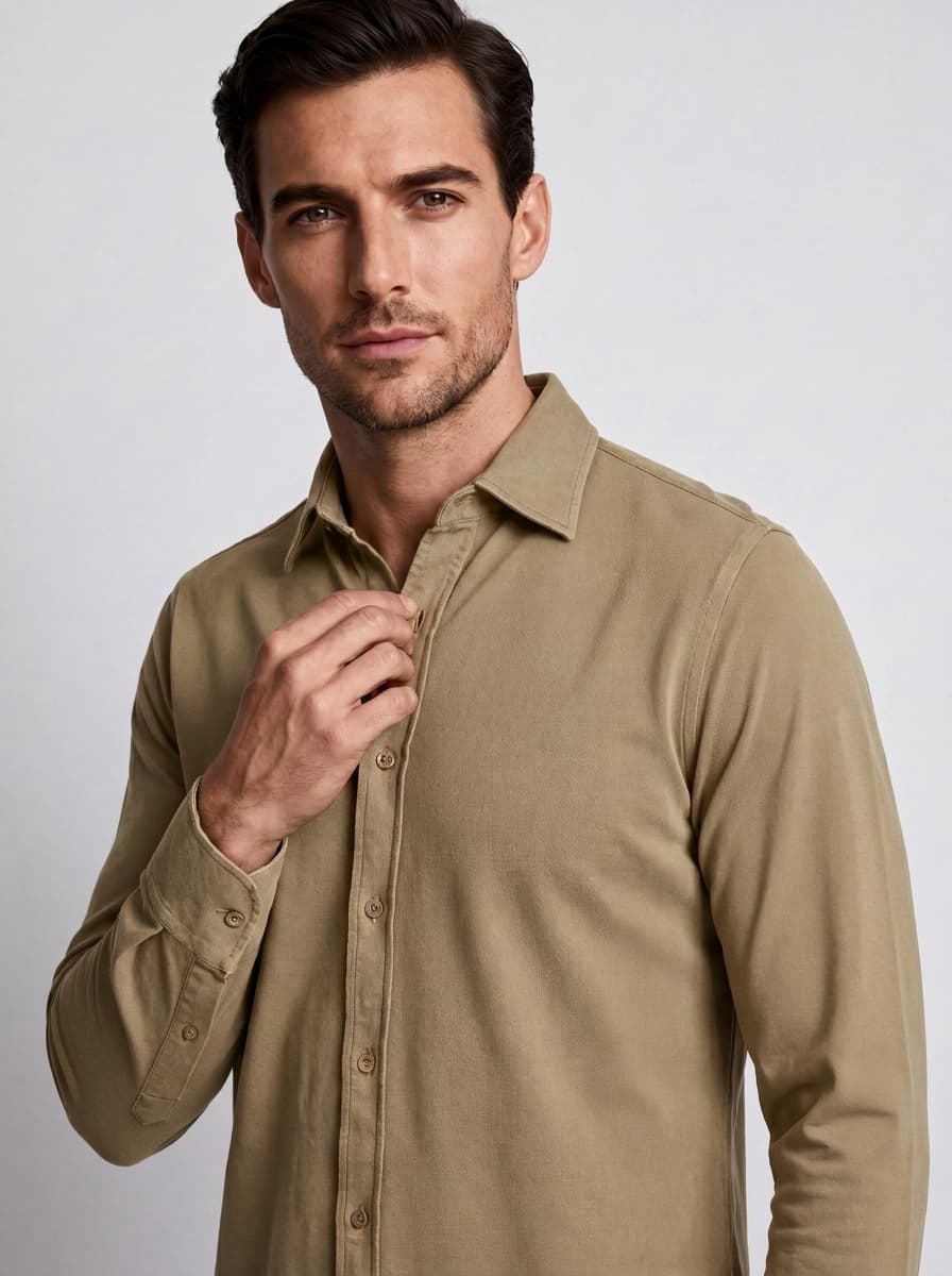 Polo Camicia a Maniche Lunghe in Cotone Made in Italy - Image 3