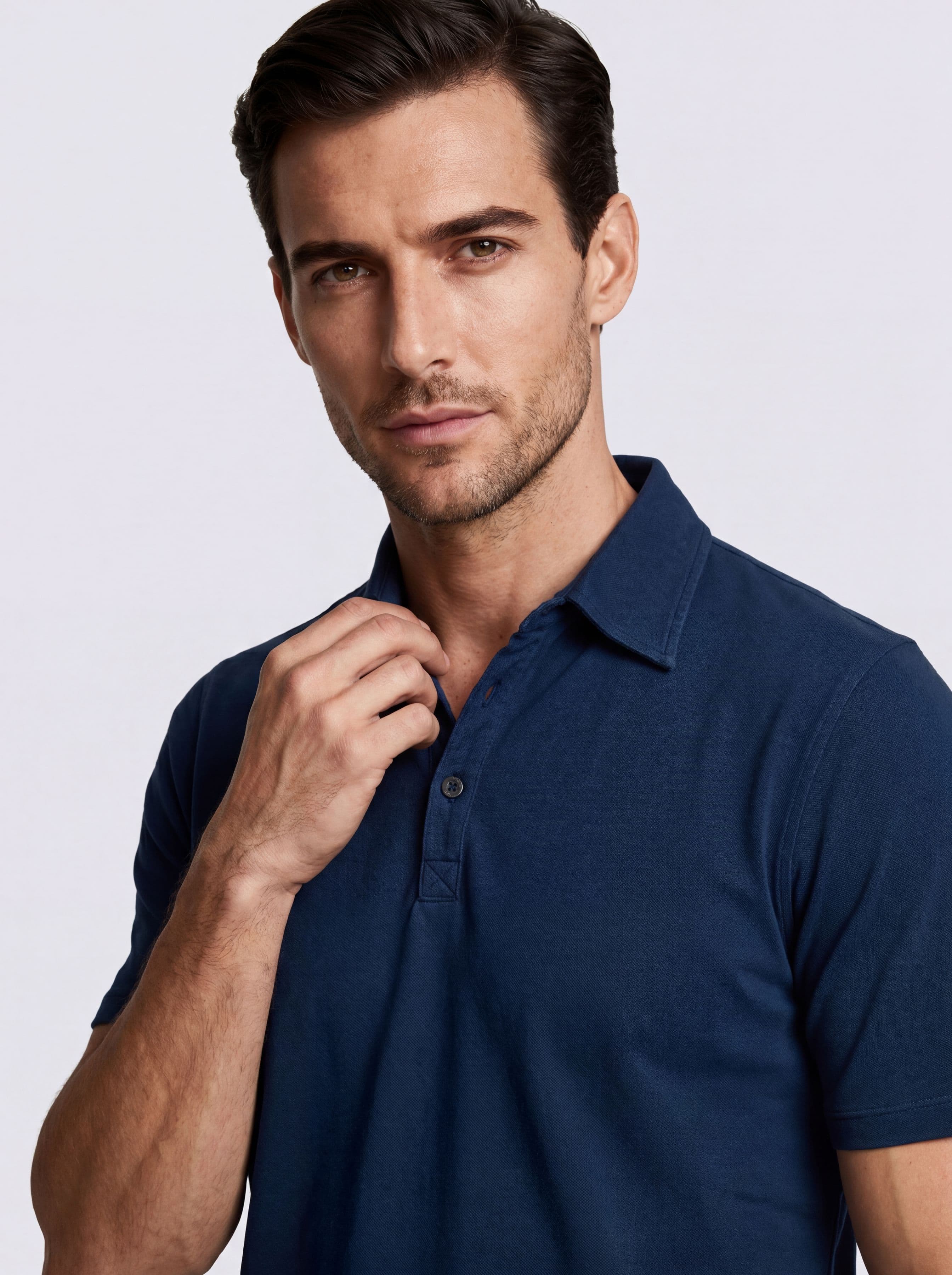 Polo Uomo Manica Corta Piquet Stone Wash Made in Italy - Image 3