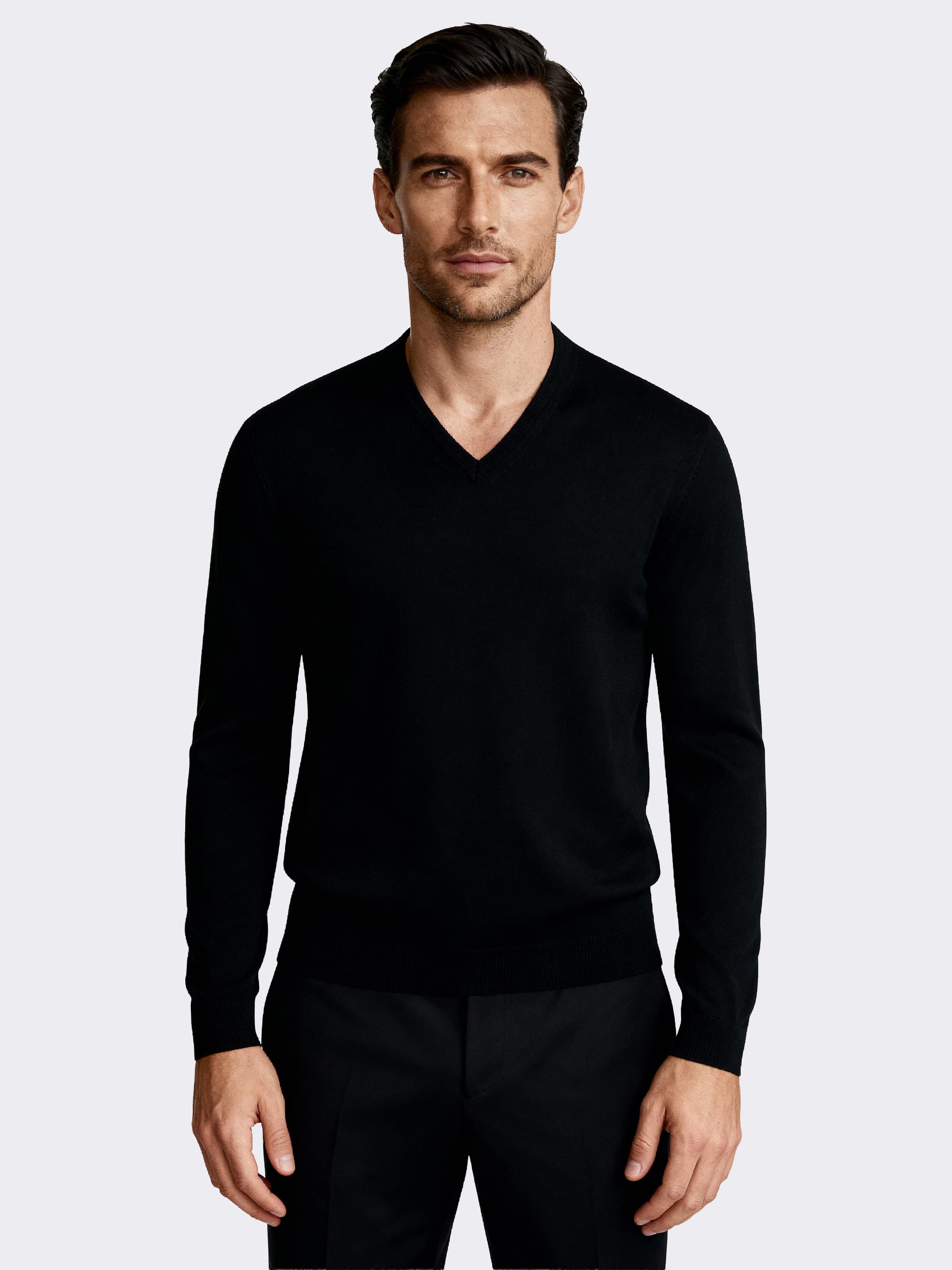 Maglia Scollo a v Uomo manica Lunga in 100% Lana Merino - Image 1