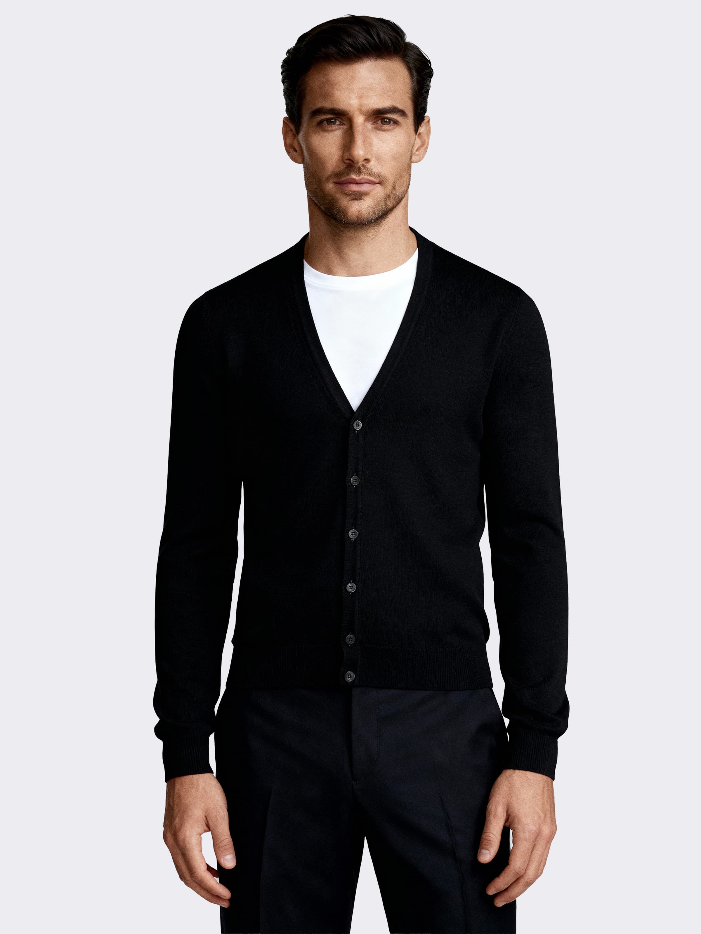 Cardigan uomo con bottoni Manica lunga in 100% Lana