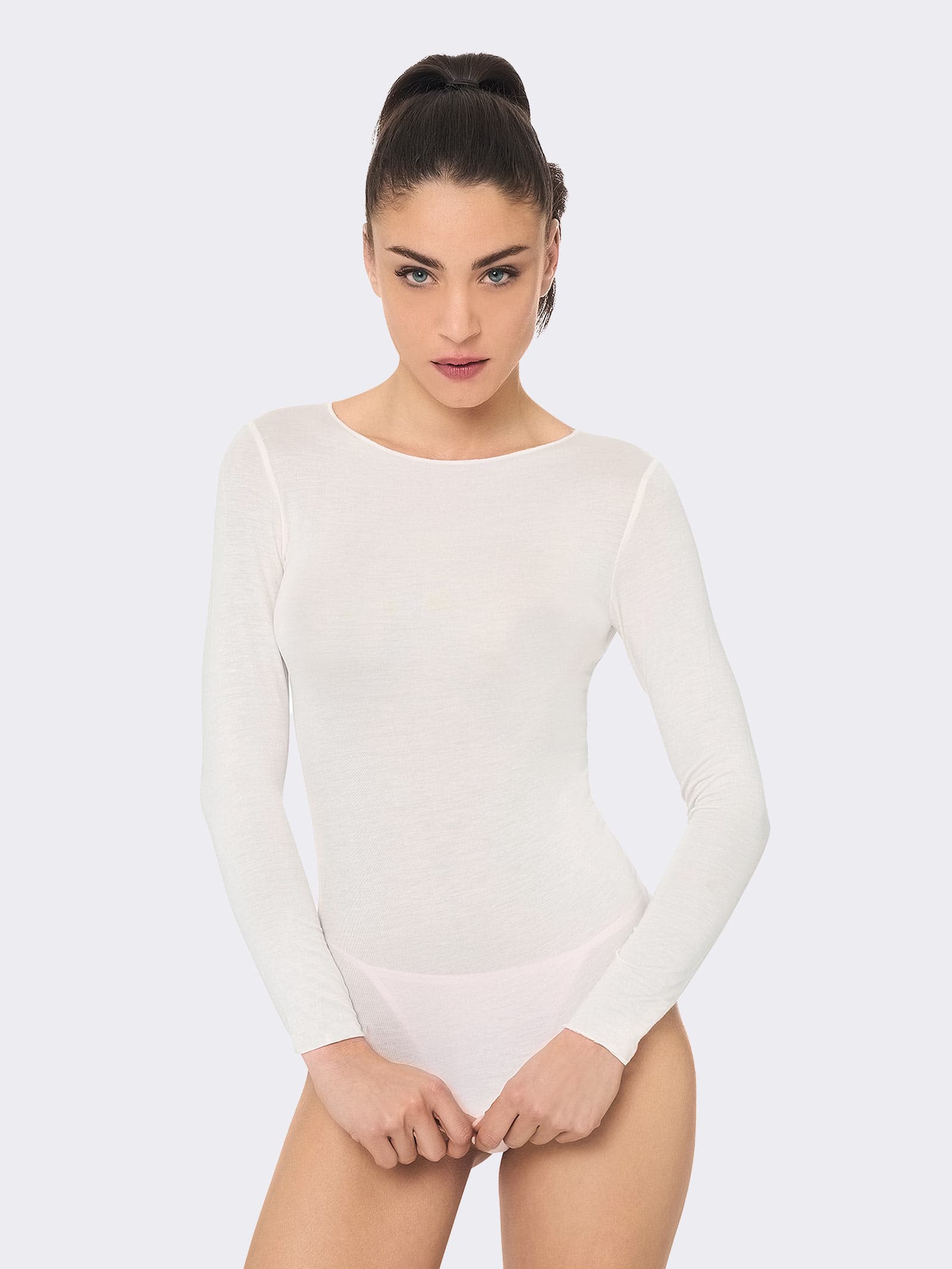 Maglia Intima Donna Manica Lunga in Cashmere & Modal Collo Barchetta - Elegante e Calda - Image 1