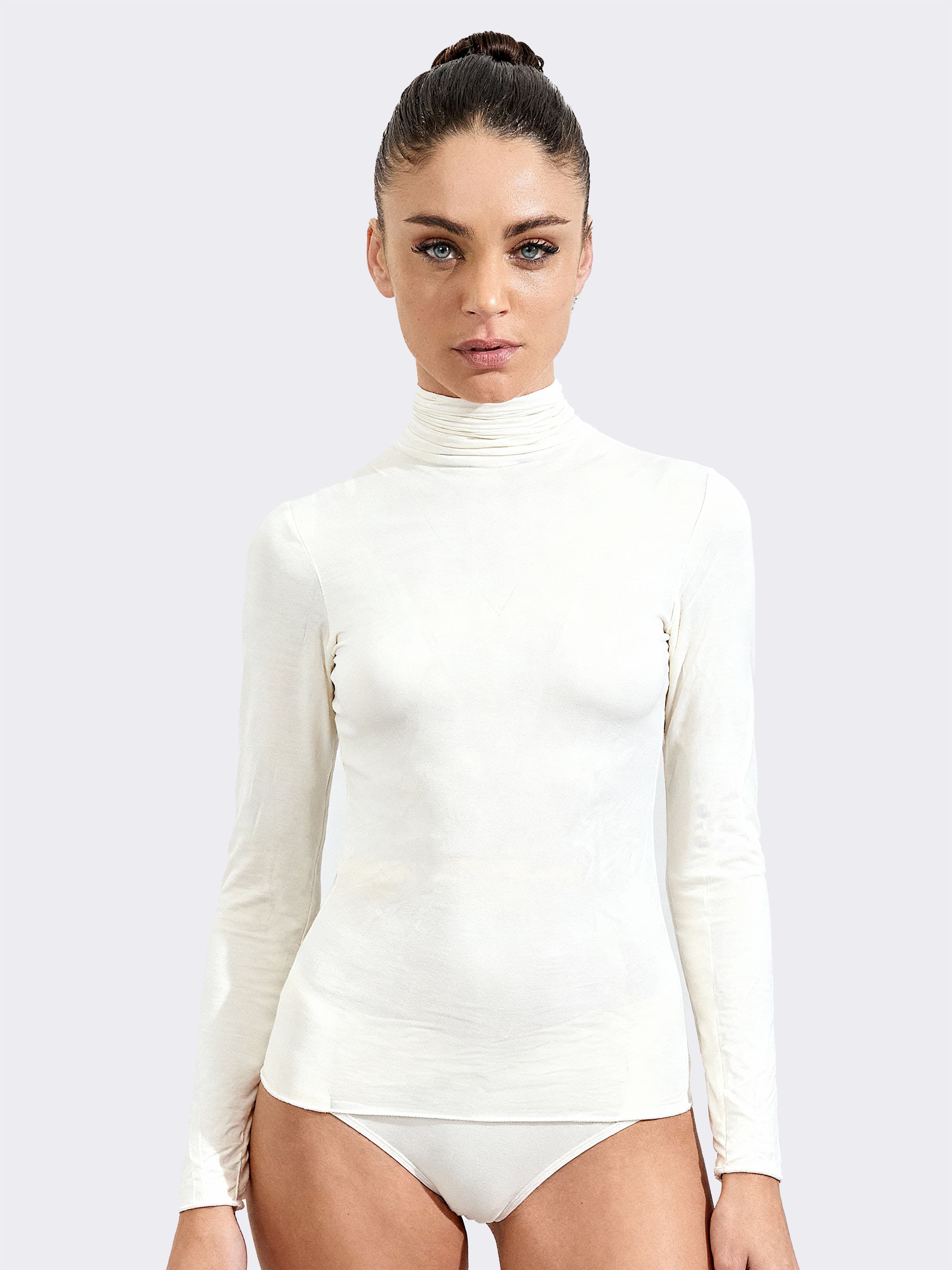Maglia Donna Collo Dolcevita in Cashmere & Modal Manica Lunga - Intimo Elegante e Caldo - Image 1